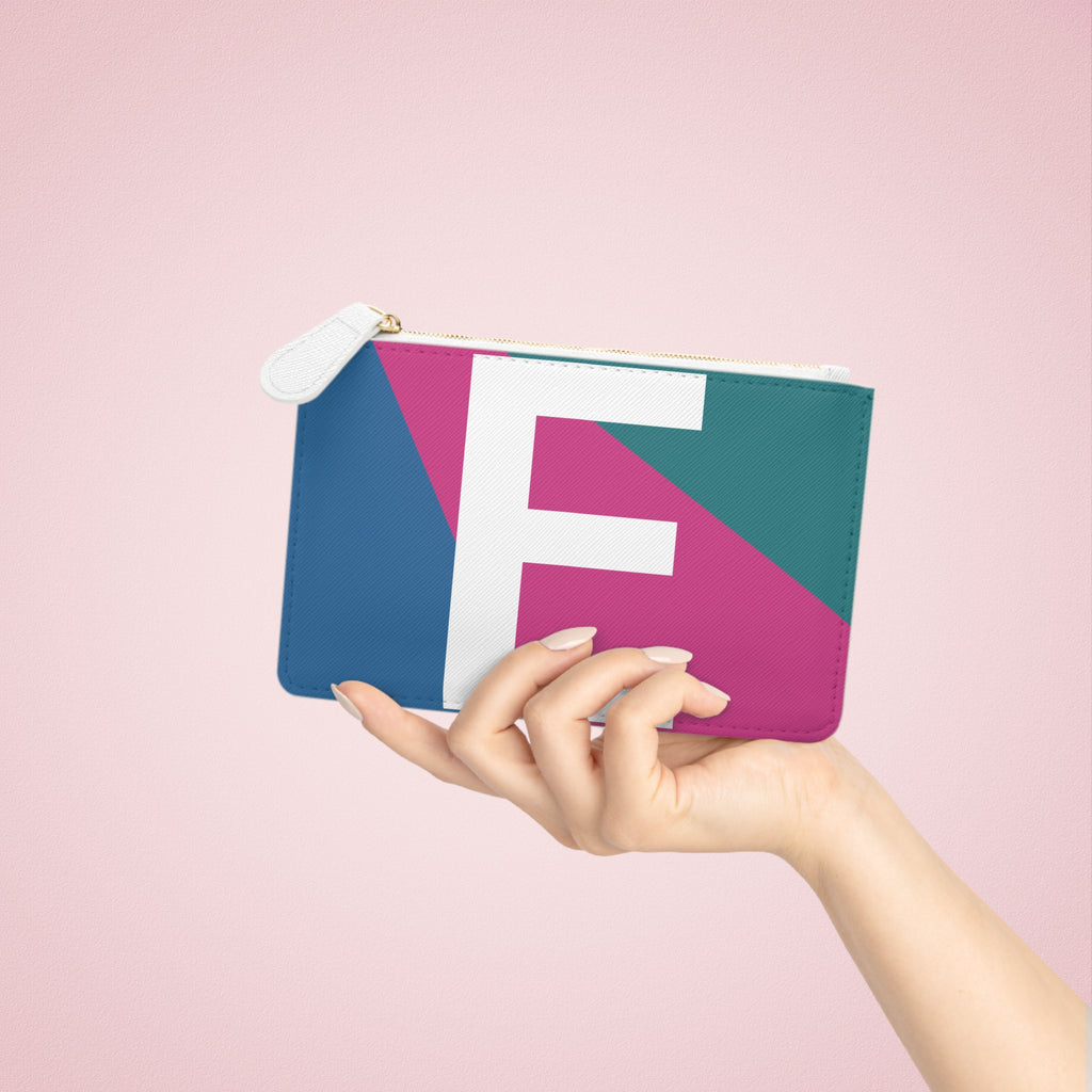 Initial E Mini Clutch — Colorblock Monogram Wristlet Wallet