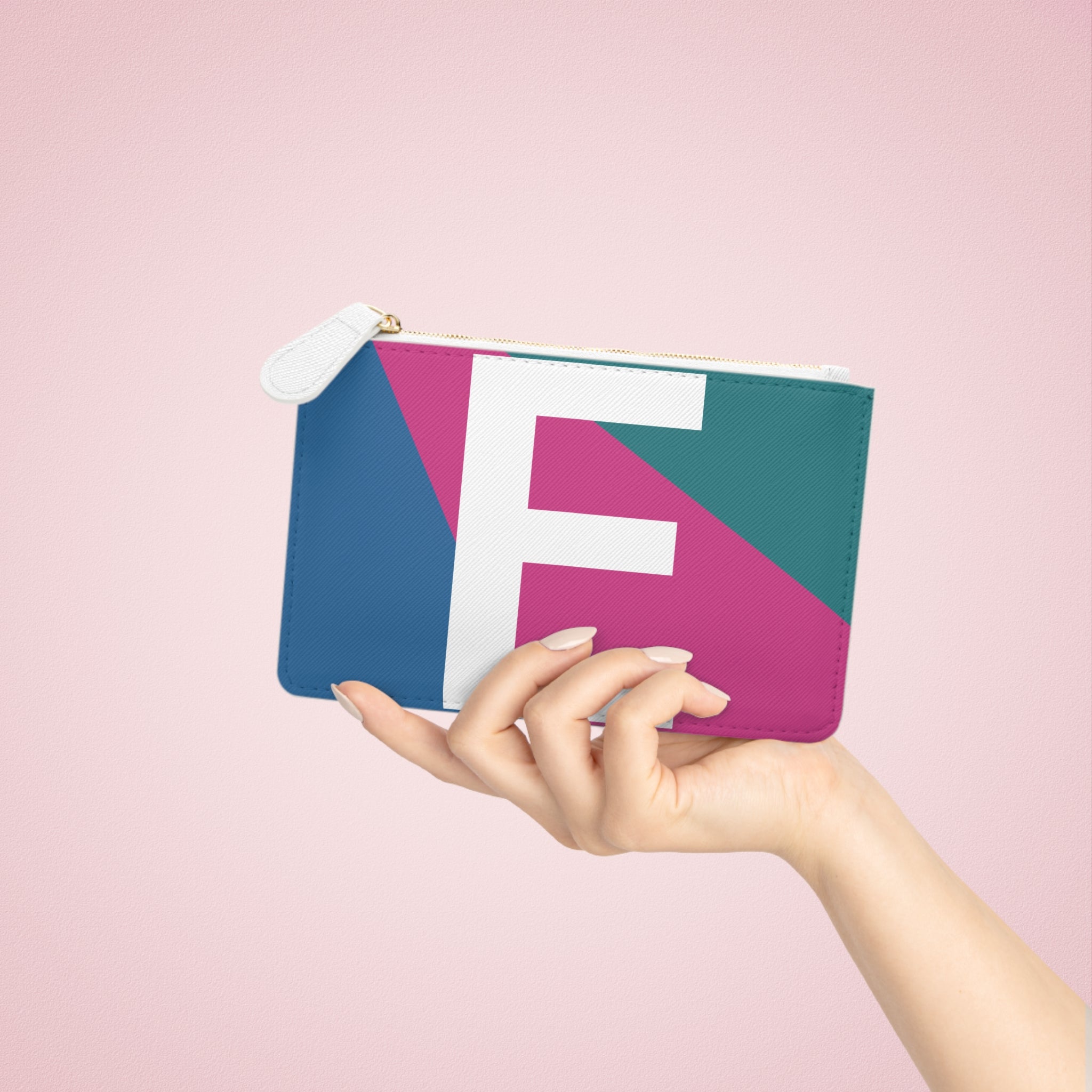 Initial E Mini Clutch — Colorblock Monogram Wristlet Wallet