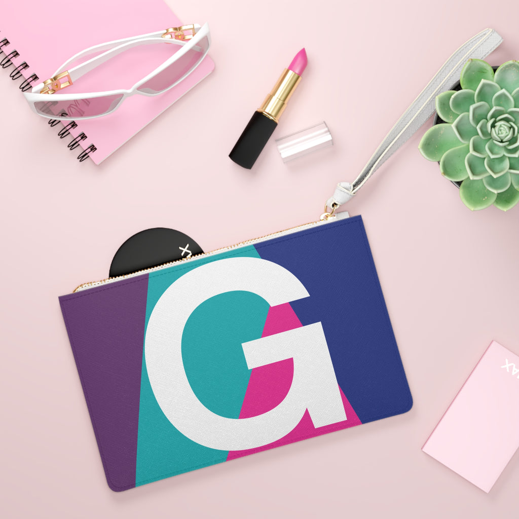 Monogram 'G' Colorblock Clutch Bag — Bold Geometric Wristlet for Everyday & Gifts