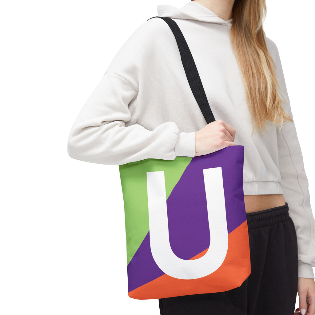 Monogram 'U' Colorblock Tote Bag — Personalized Initial U Shoulder Tote