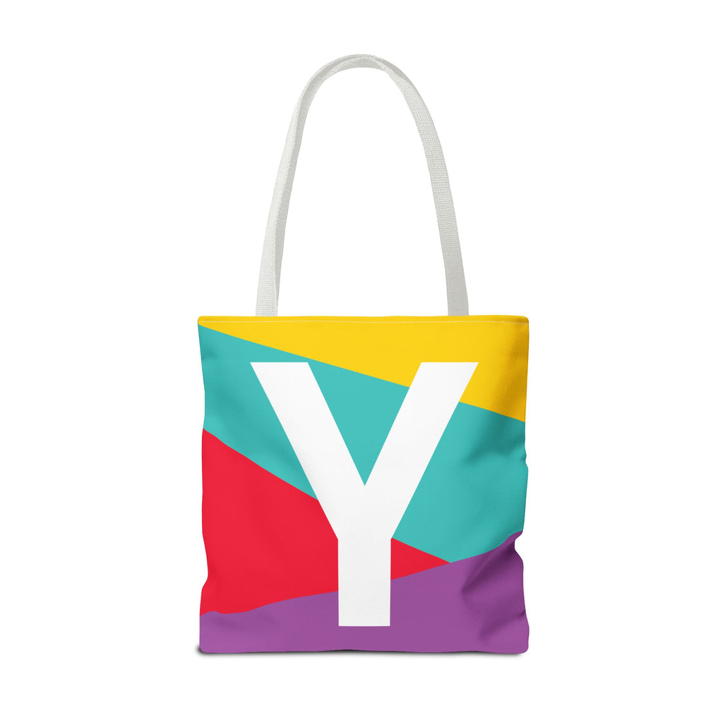 Monogram 'Y' Colorblock Tote Bag — Personalized Initial Y Shoulder Tote