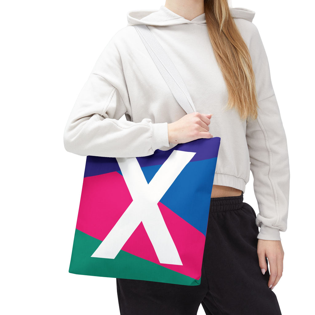 Monogram 'X' Colorblock Tote Bag — Personalized Initial X Shoulder Tote