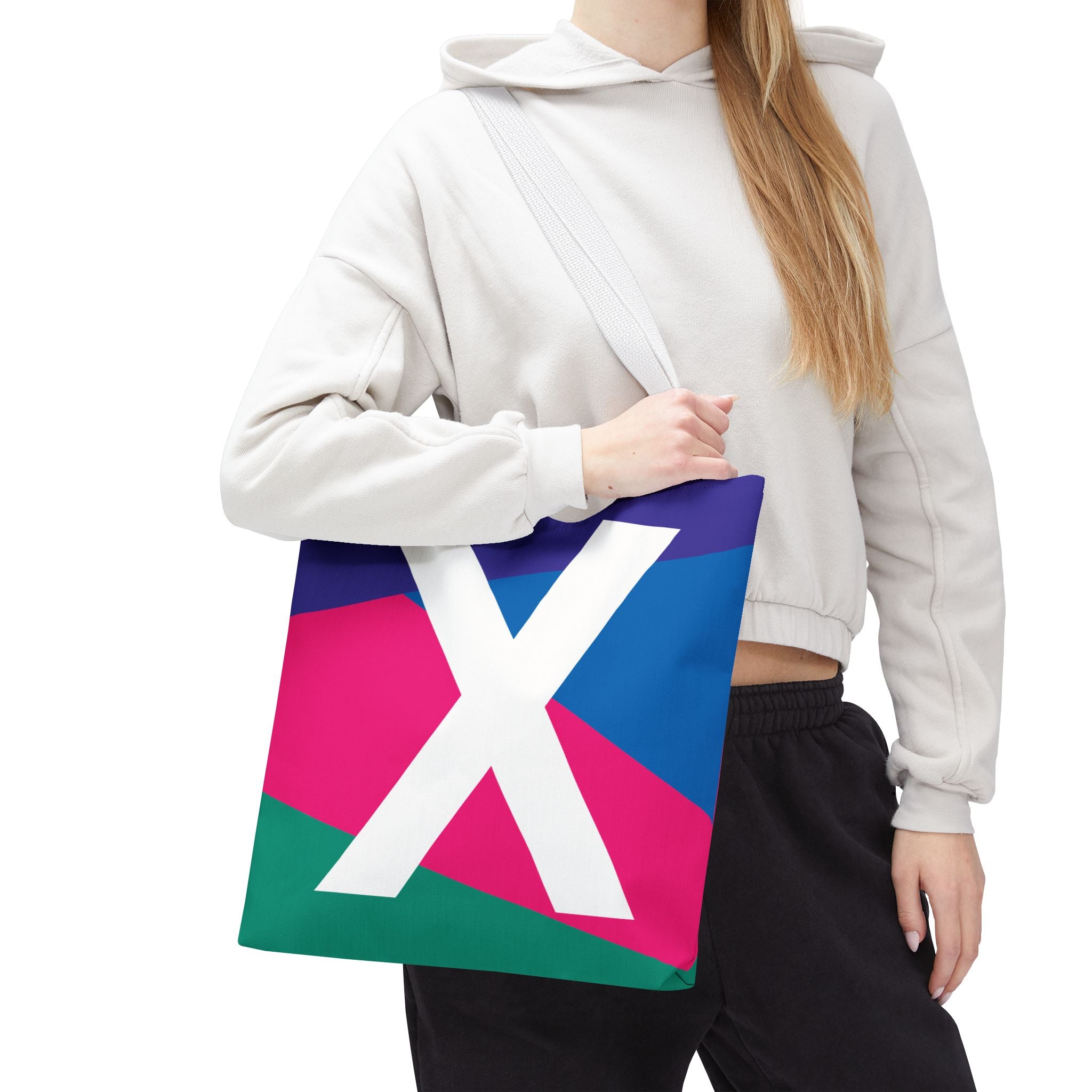 Monogram 'X' Colorblock Tote Bag — Personalized Initial X Shoulder Tote