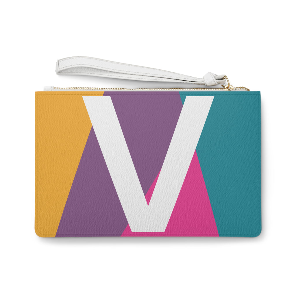 Monogram 'V' Colorblock Clutch Bag — Bold Geometric Wristlet for Everyday & Gifts