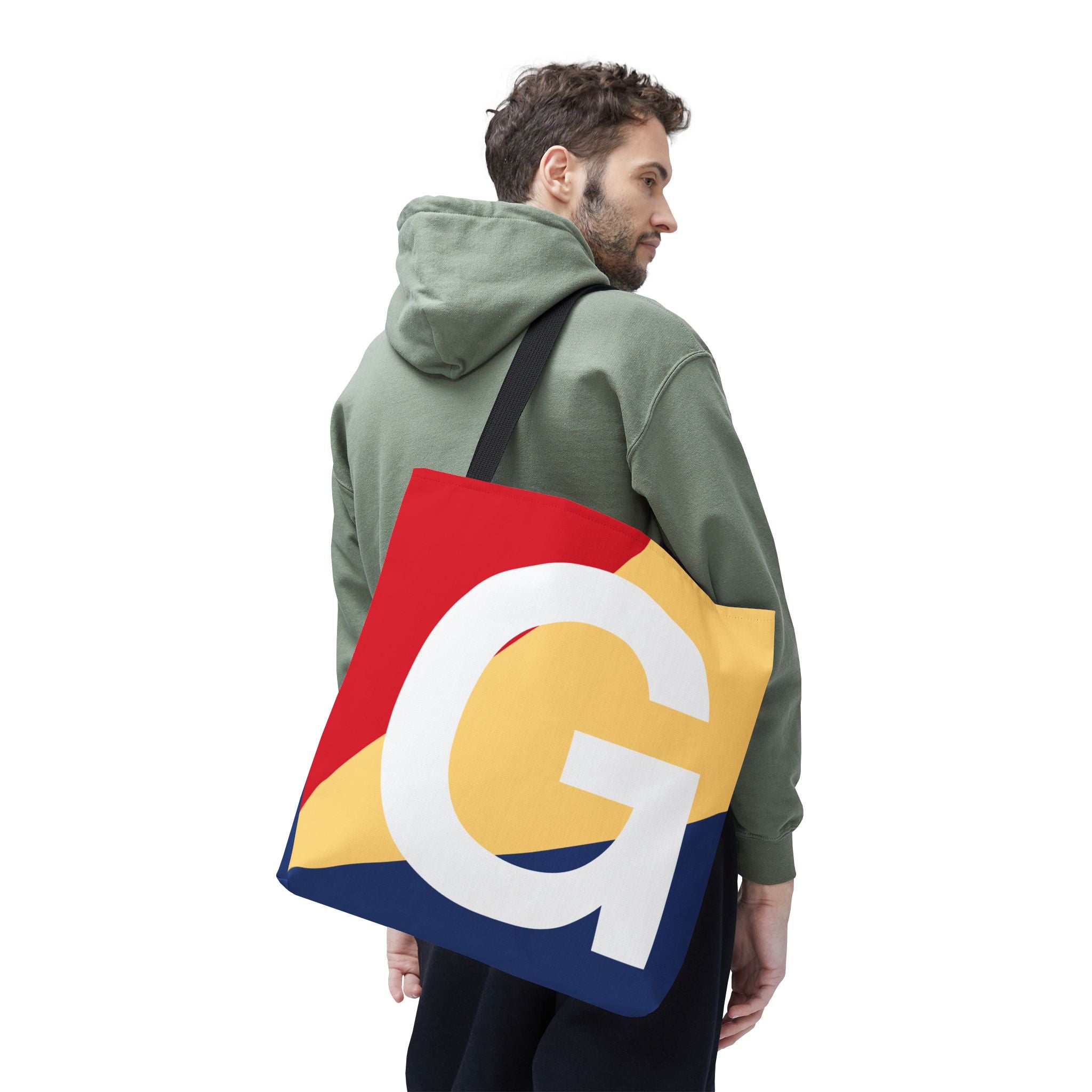 Monogram 'G' Colorblock Tote Bag — Personalized Initial G Shoulder Tote