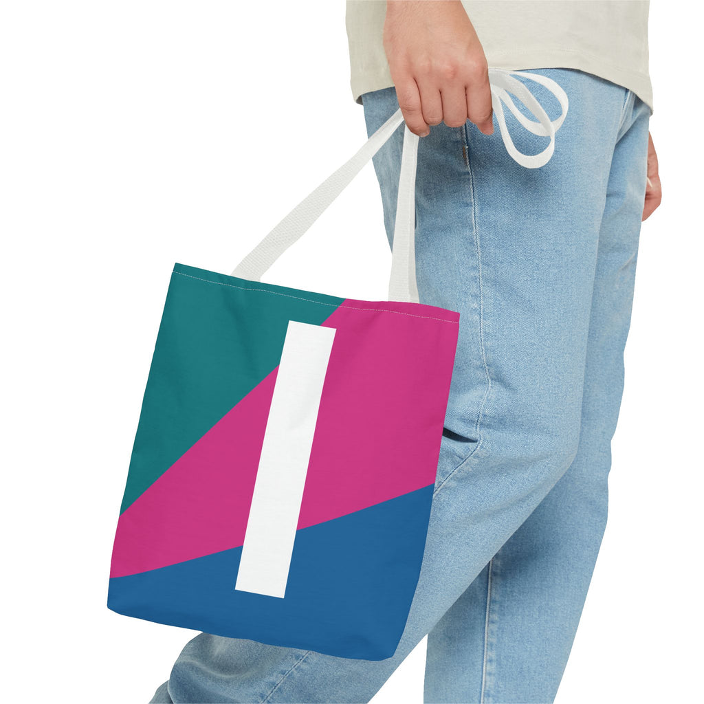 Monogram 'I' Colorblock Tote Bag — Personalized Initial I Shoulder Tote