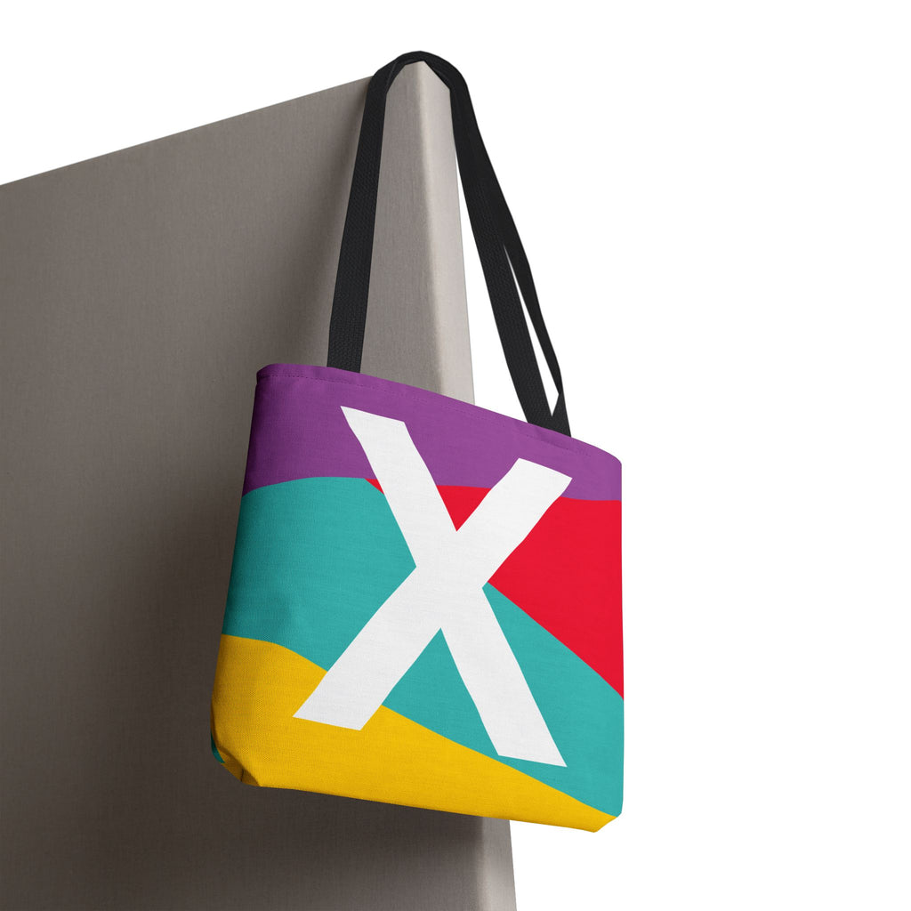 Monogram 'X' Colorblock Tote Bag — Personalized Initial X Shoulder Tote