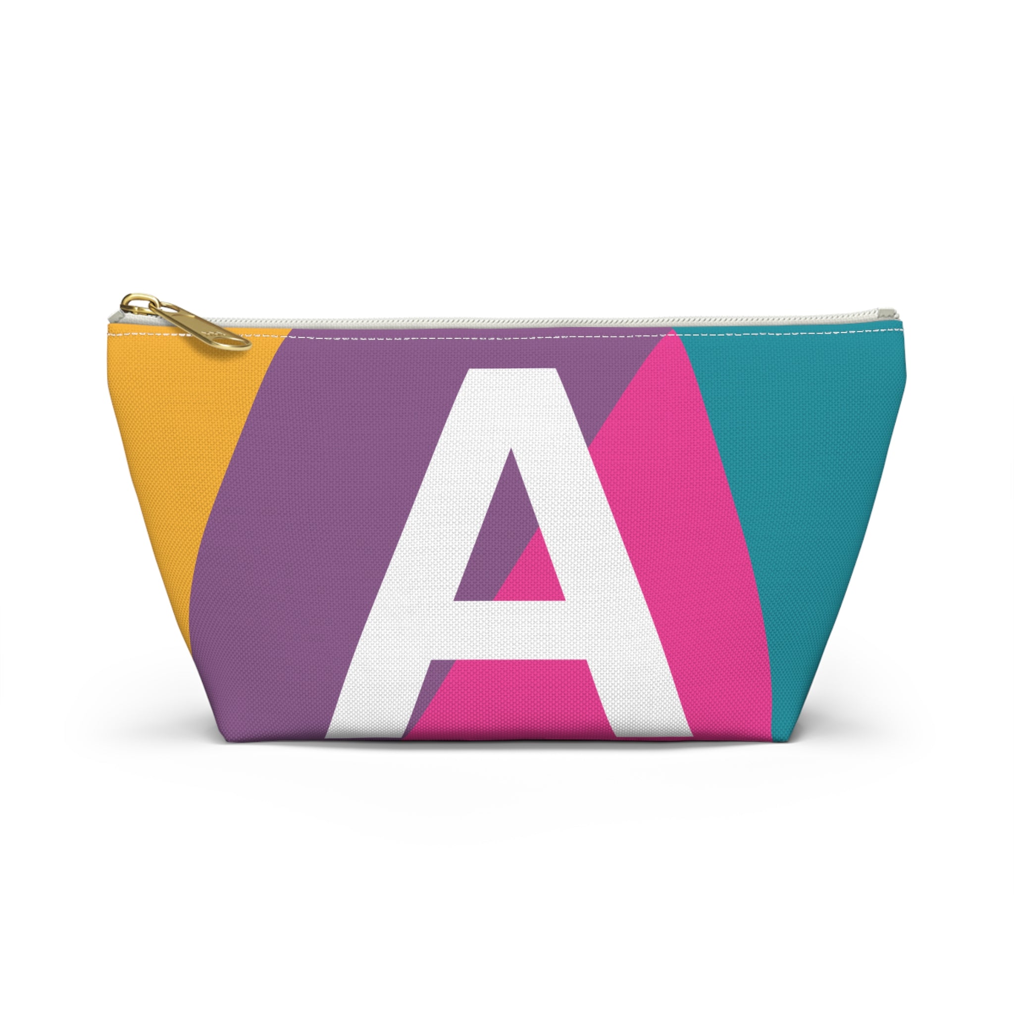 Initials Colorblock Accessory Pouch — Monogram A T-Bottom Cosmetic Bag