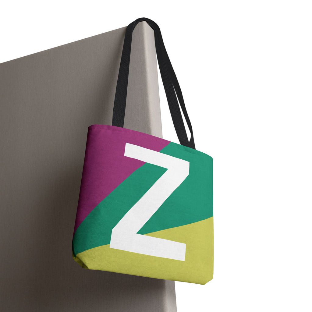 Monogram 'Z' Colorblock Tote Bag — Personalized Initial Z Shoulder Tote
