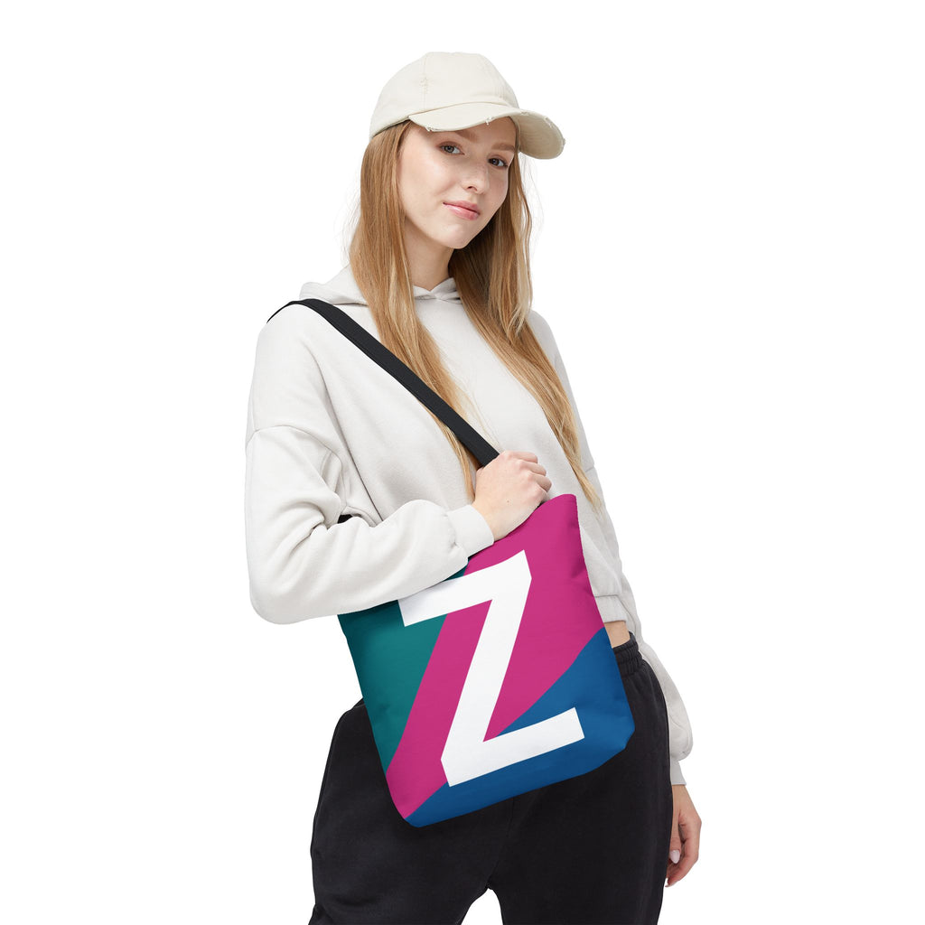 Monogram 'Z' Colorblock Tote Bag — Personalized Initial Z Shoulder Tote