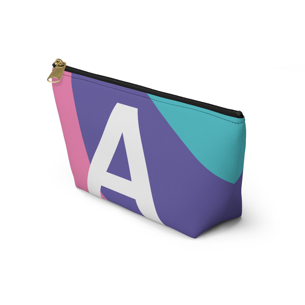 Initials Colorblock Accessory Pouch — Monogram A T-Bottom Cosmetic Bag