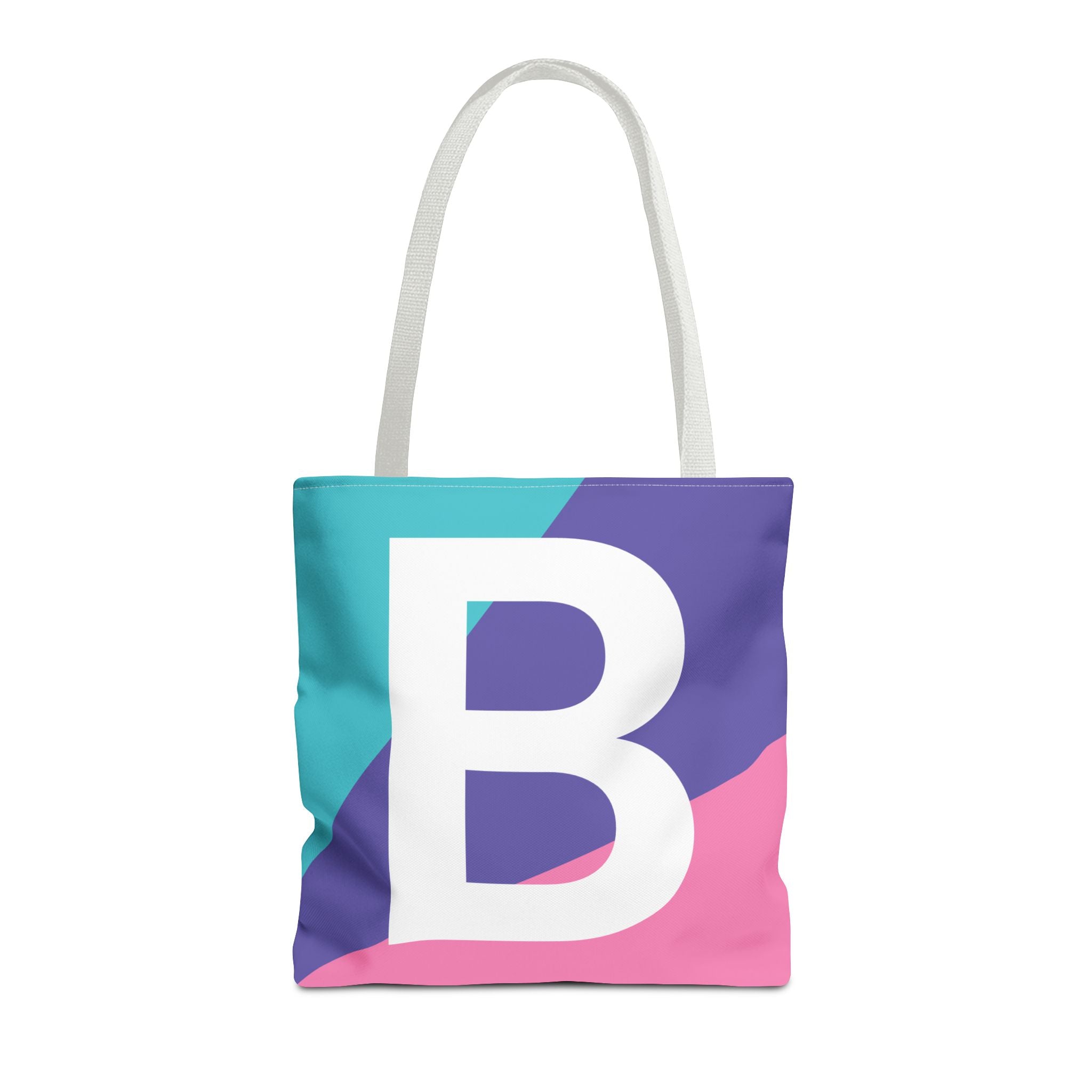 Monogram 'B' Colorblock Tote Bag — Personalized Initial B Shoulder Tote