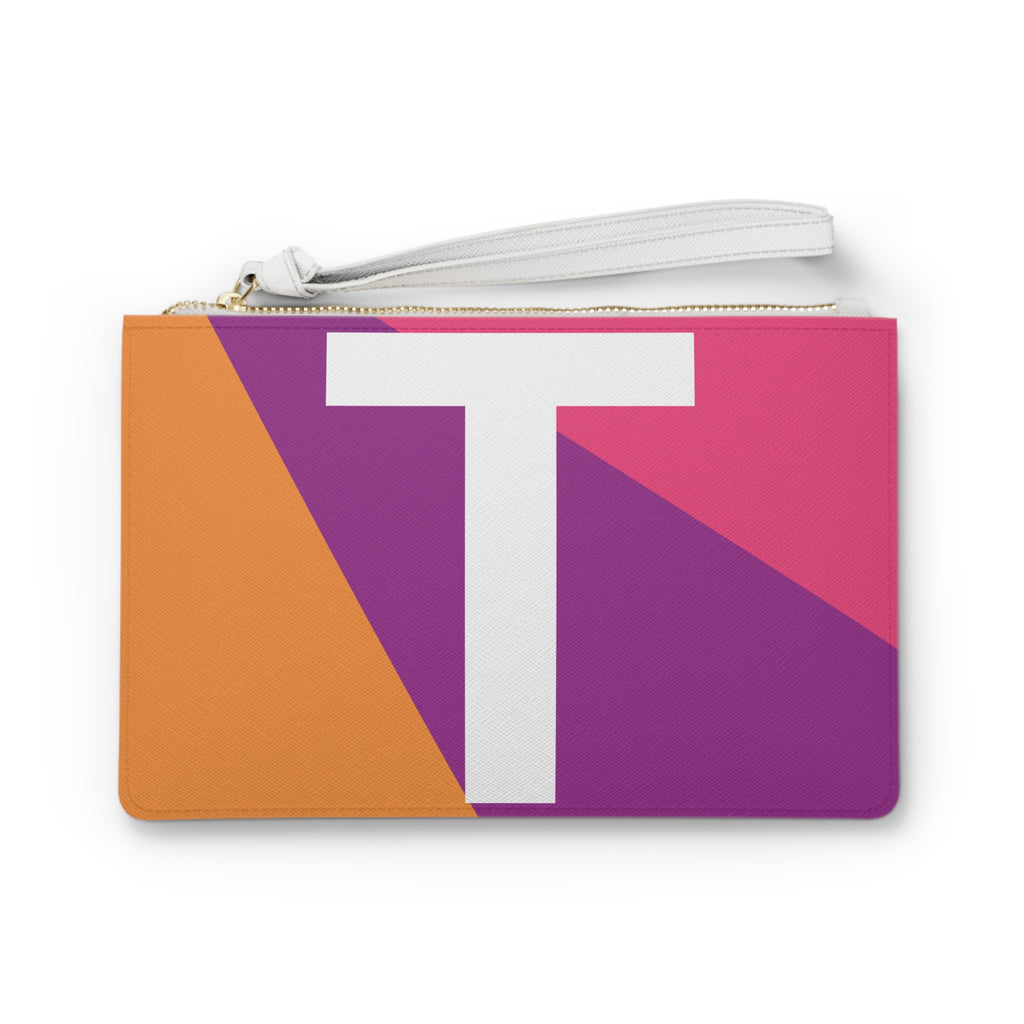 Monogram 'T' Colorblock Clutch Bag — Bold Geometric Wristlet for Everyday & Gifts
