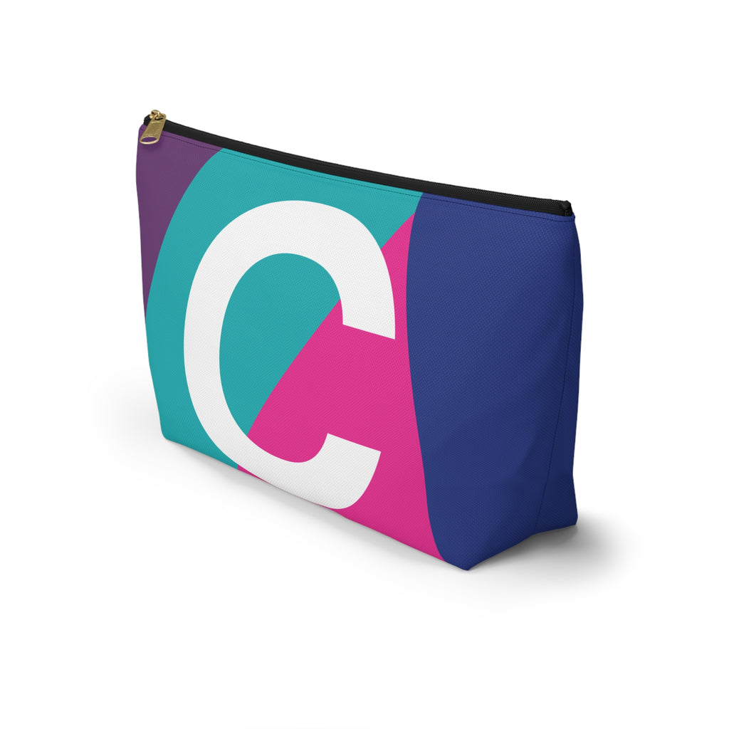 Initials Colorblock Accessory Pouch — Monogram C T-Bottom Cosmetic Bag