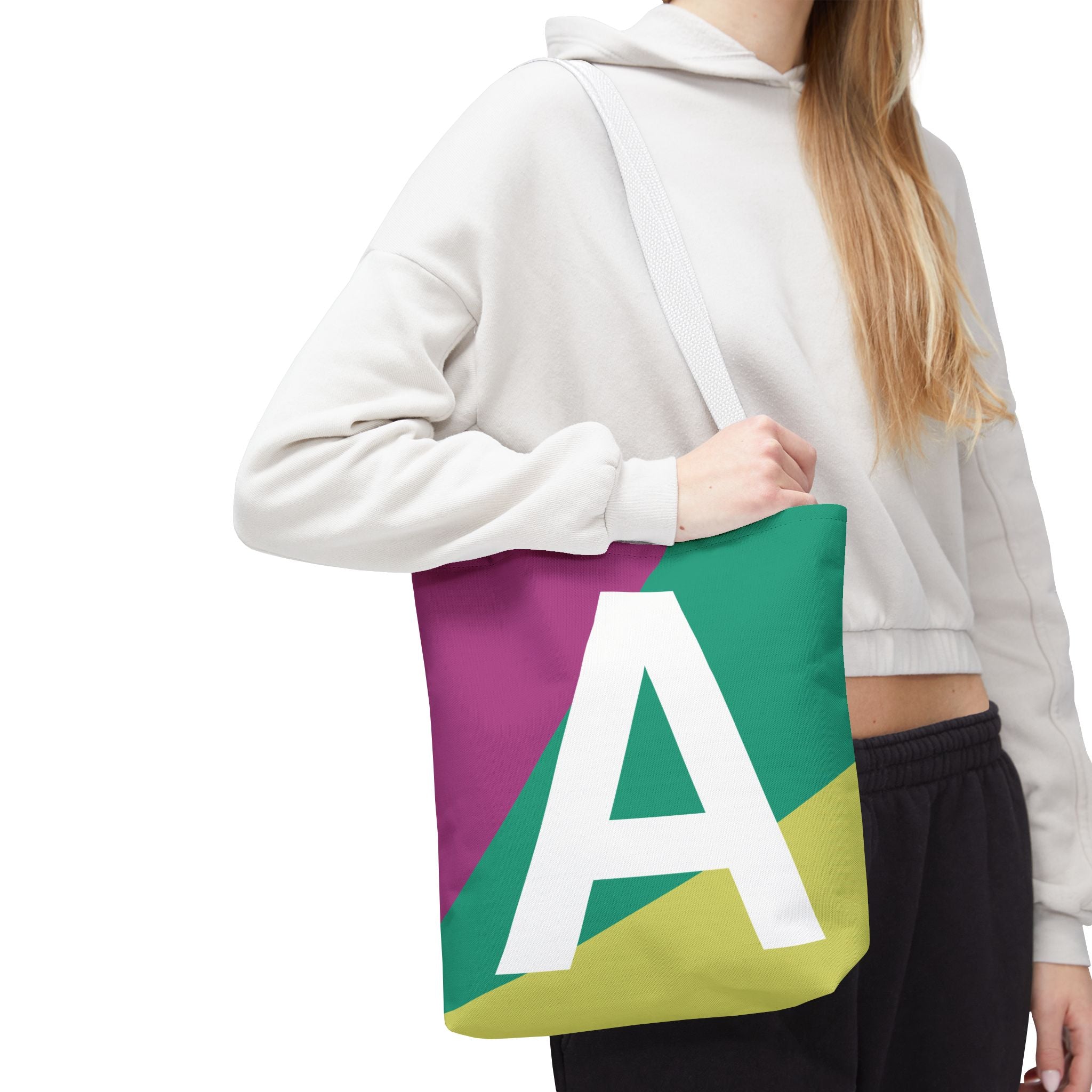 Monogram 'A' Colorblock Tote Bag — Personalized Initial A Shoulder Tote
