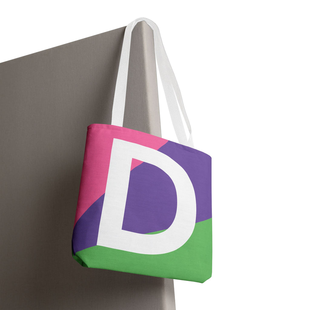 Monogram 'D' Colorblock Tote Bag — Personalized Initial D Shoulder Tote