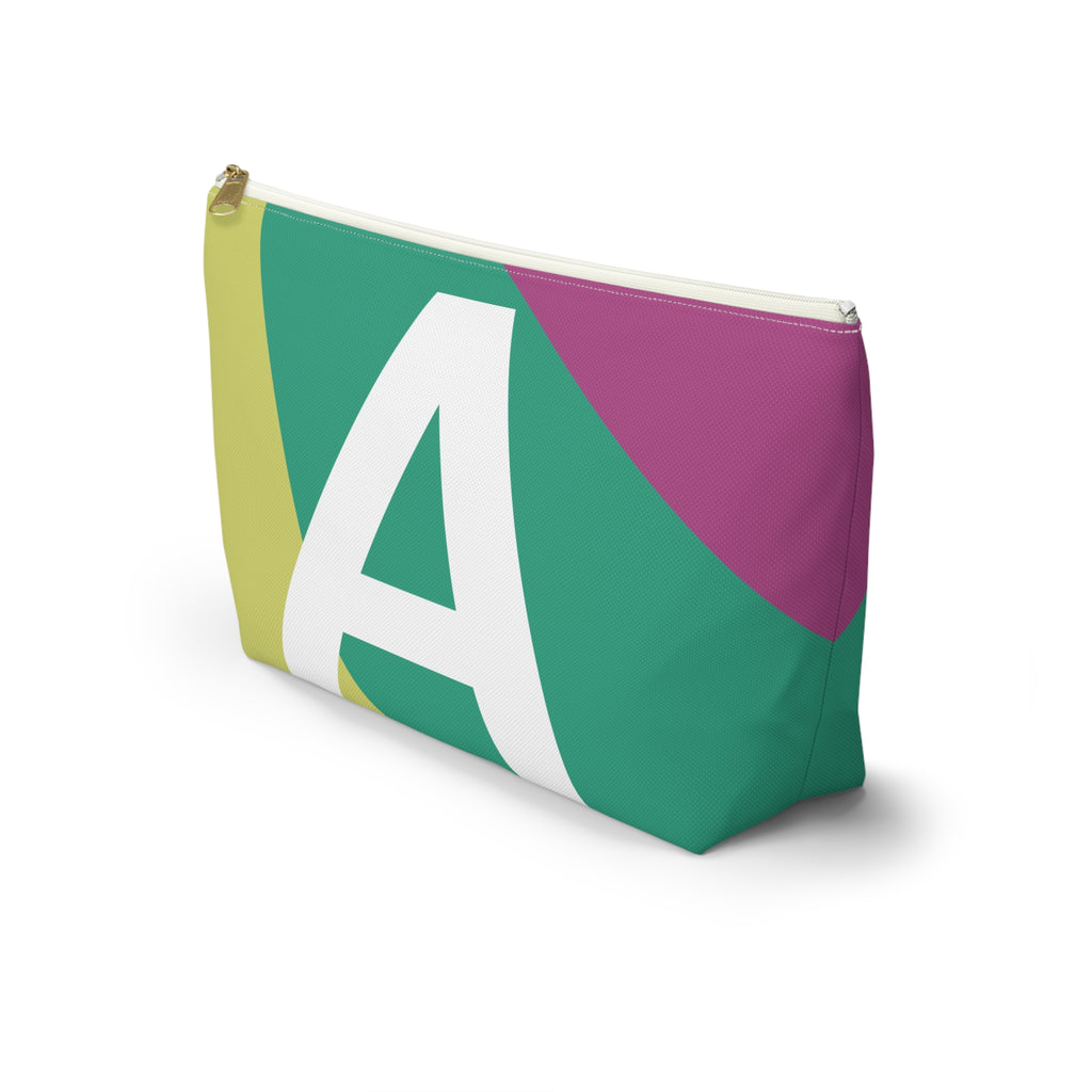 Initials Colorblock Accessory Pouch — Monogram A T-Bottom Cosmetic Bag