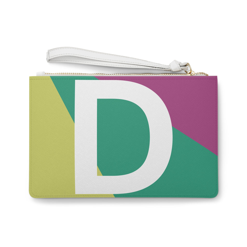 Monogram 'D' Colorblock Clutch Bag — Bold Geometric Wristlet for Everyday & Gifts