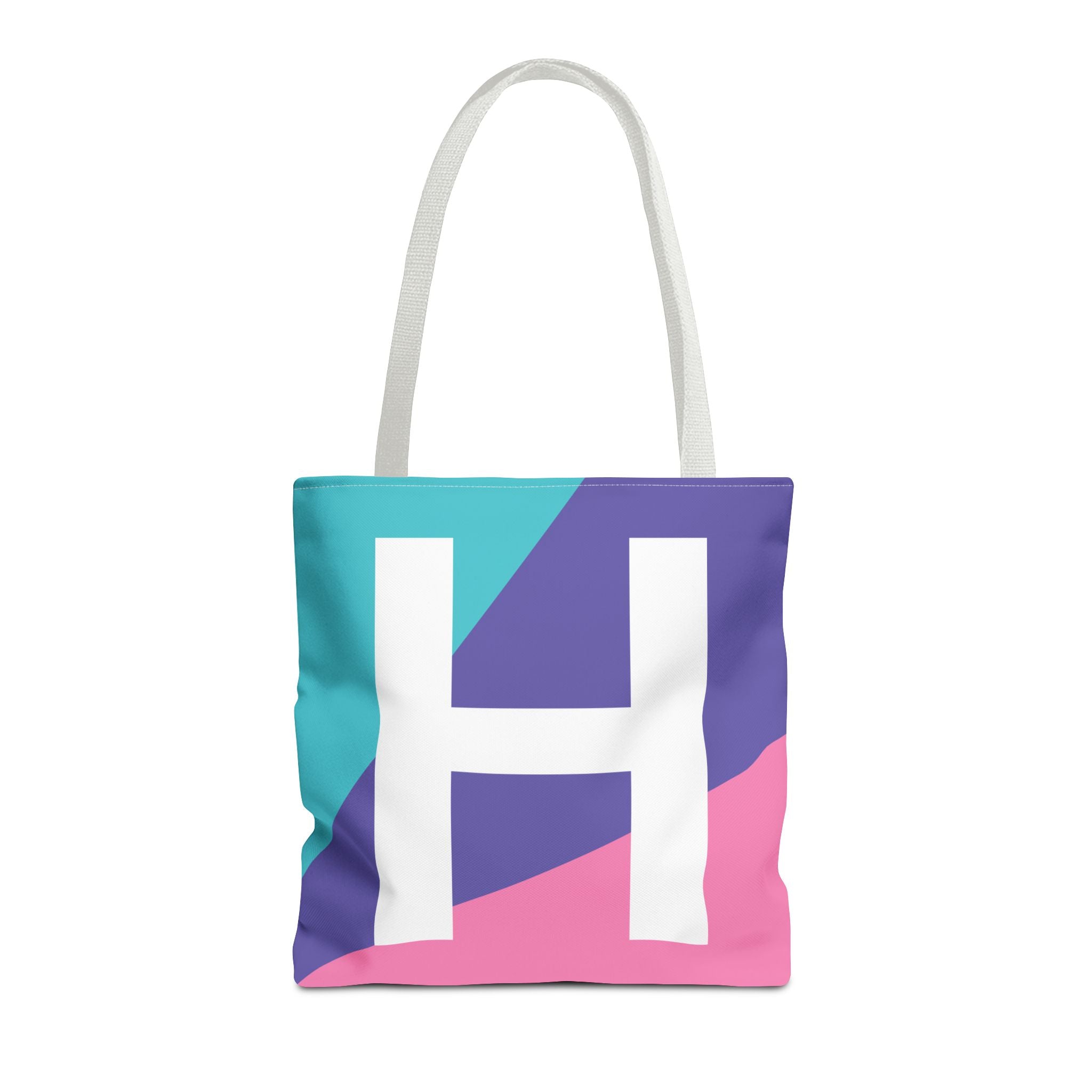 Monogram 'H' Colorblock Tote Bag — Personalized Initial H Shoulder Tote