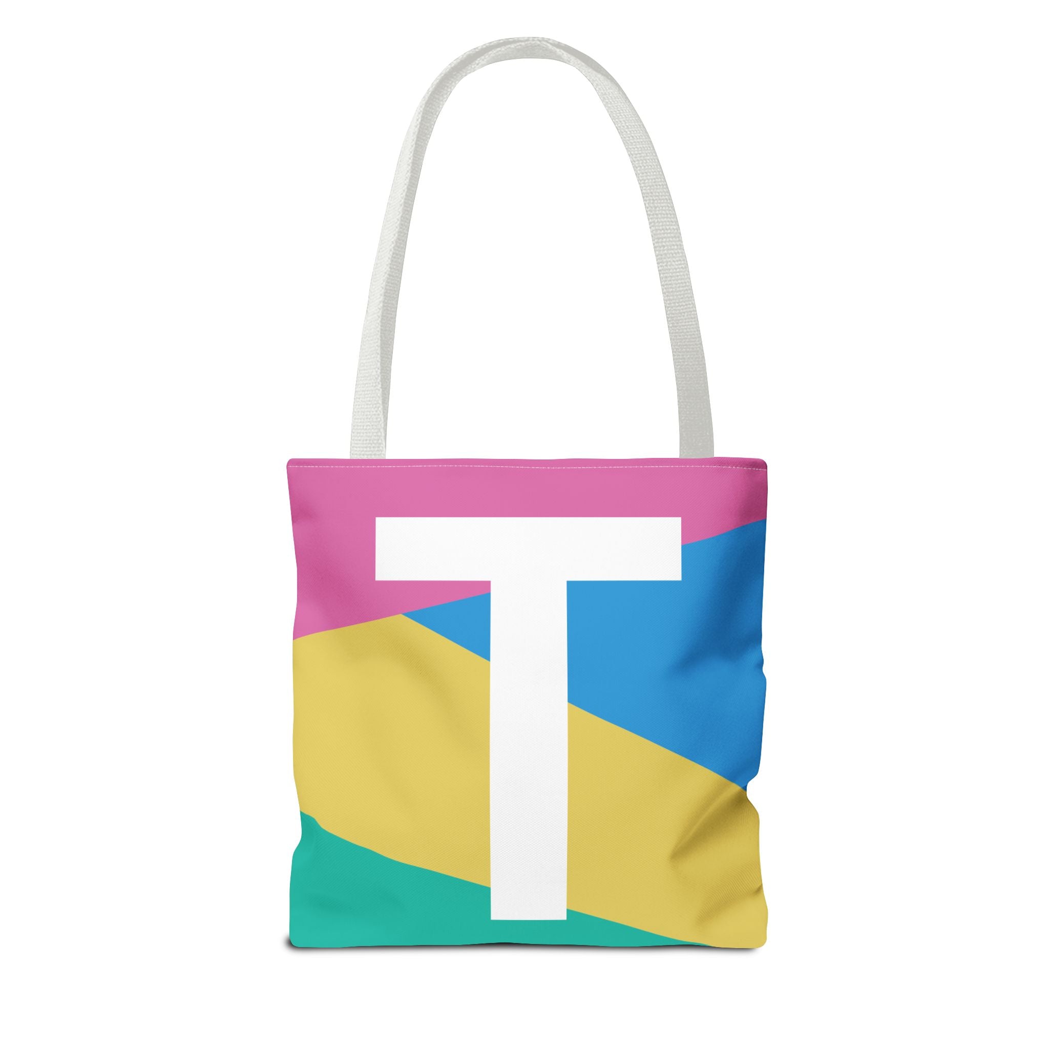 Monogram 'T' Colorblock Tote Bag — Personalized Initial T Shoulder Tote