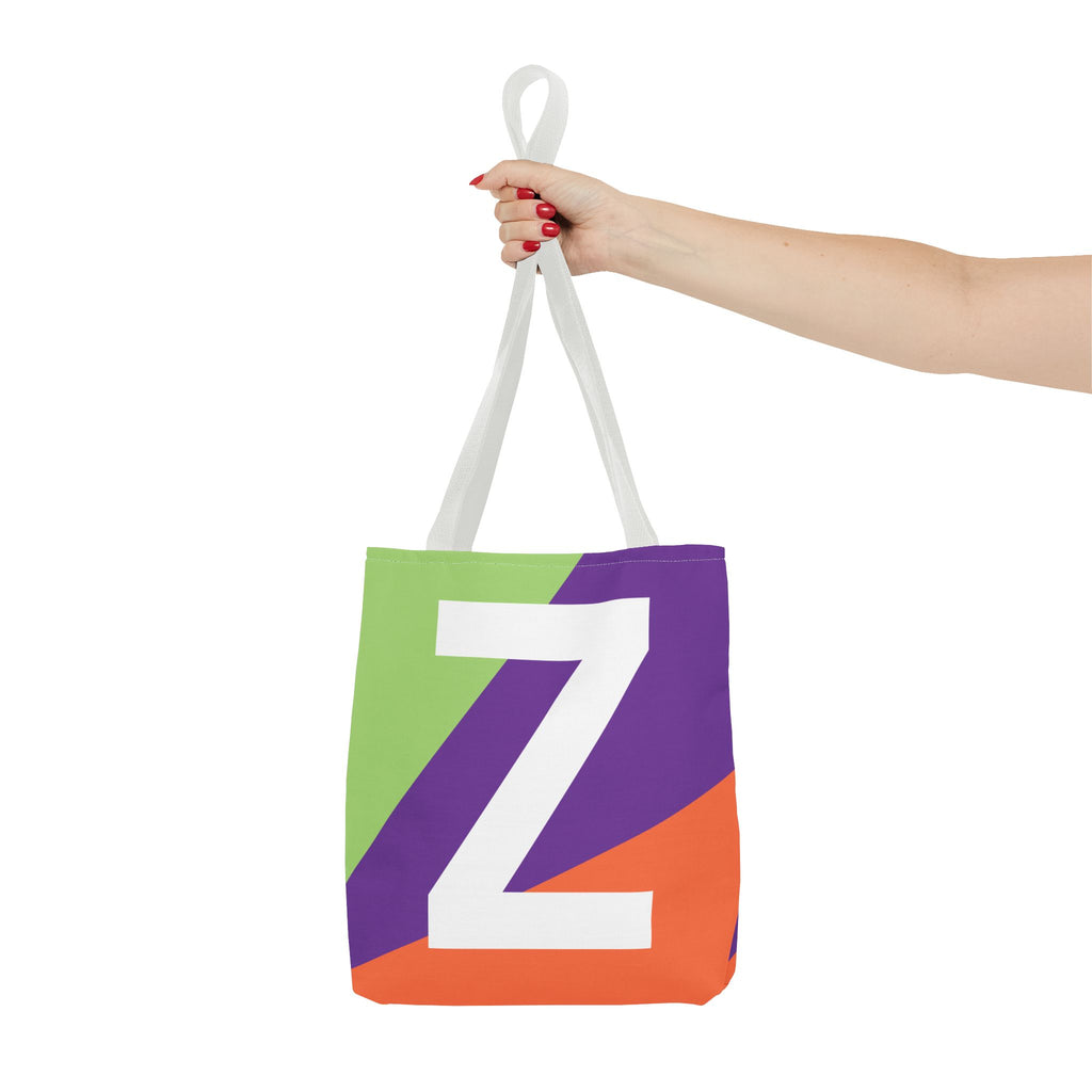 Monogram 'Z' Colorblock Tote Bag — Personalized Initial Z Shoulder Tote