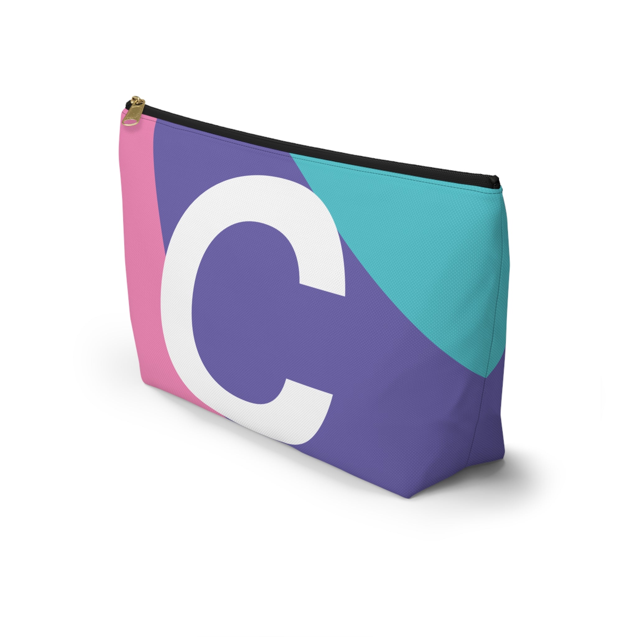 Initials Colorblock Accessory Pouch — Monogram C T-Bottom Cosmetic Bag