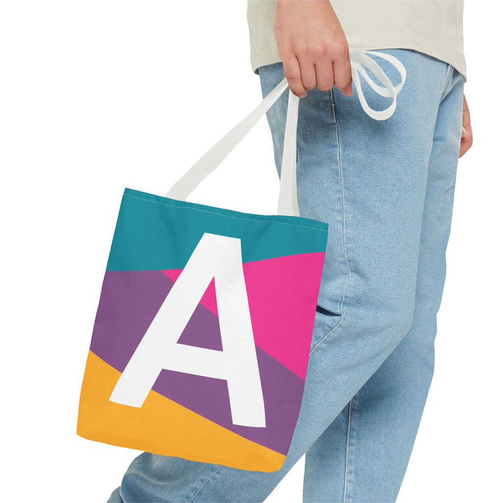 Monogram 'A' Colorblock Tote Bag — Personalized Initial A Shoulder Tote
