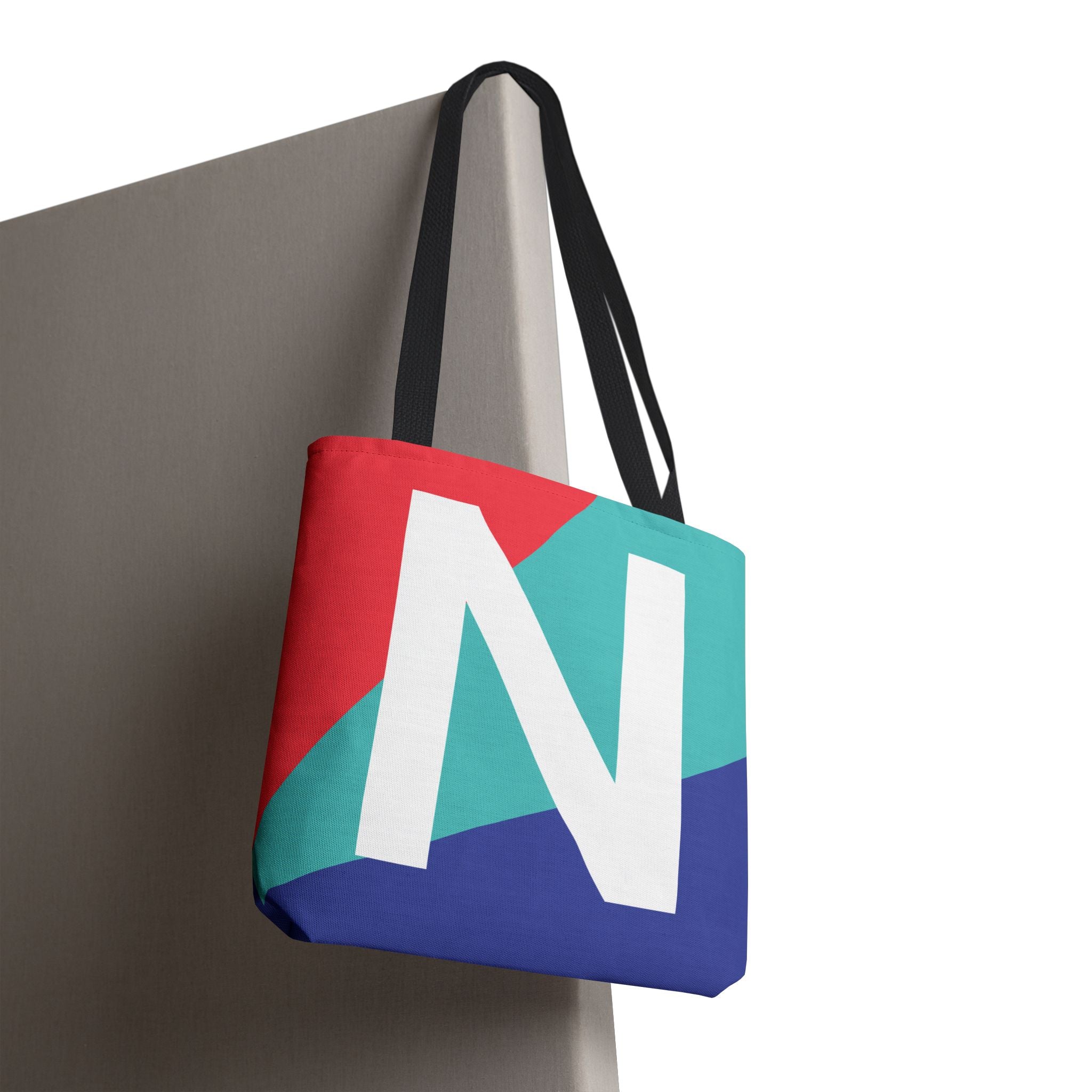 Monogram 'N' Colorblock Tote Bag — Personalized Initial N Shoulder Tote