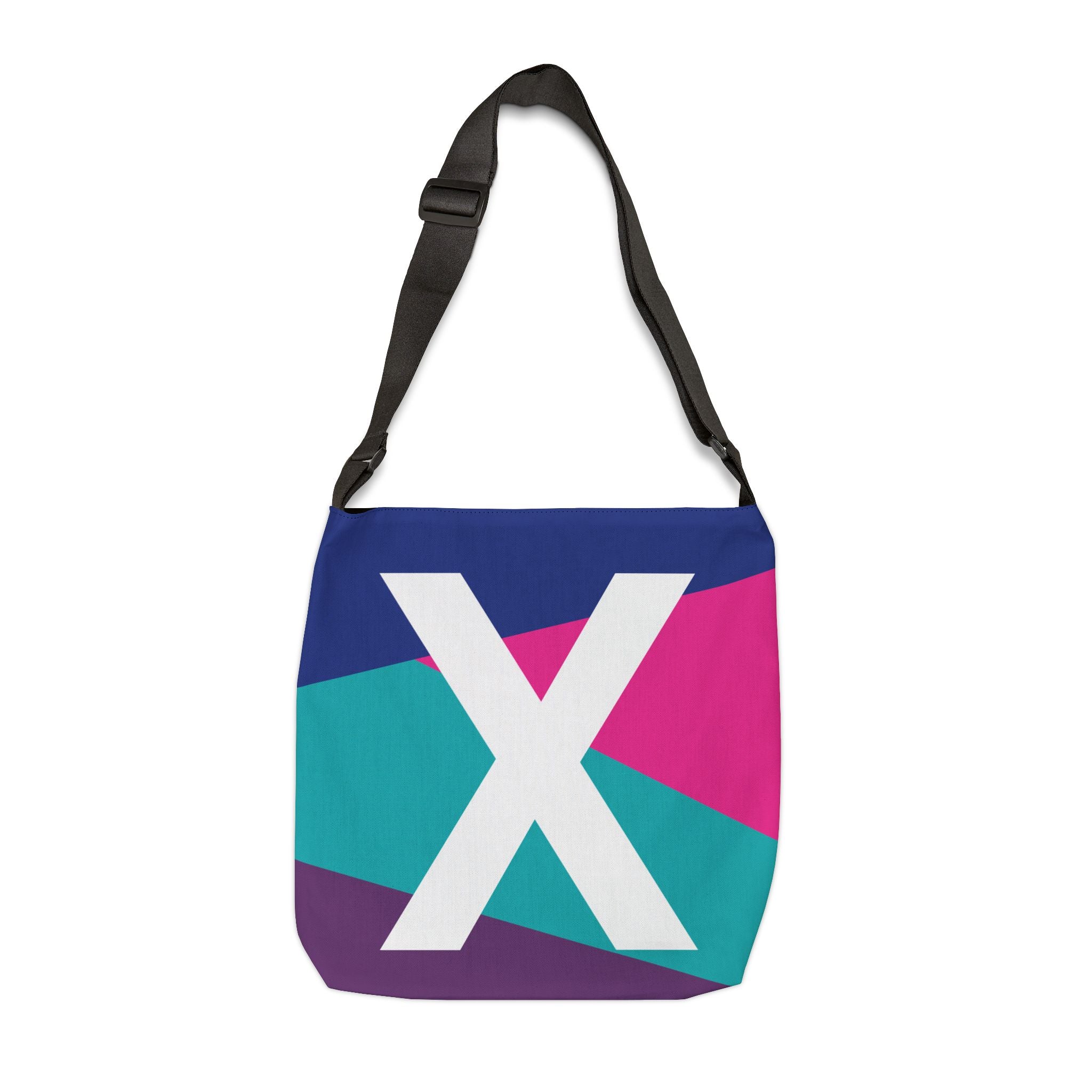 Initial Letter 'X' Colorblock Adjustable Tote Bag — Monogram Alphabet Shoulder Bag
