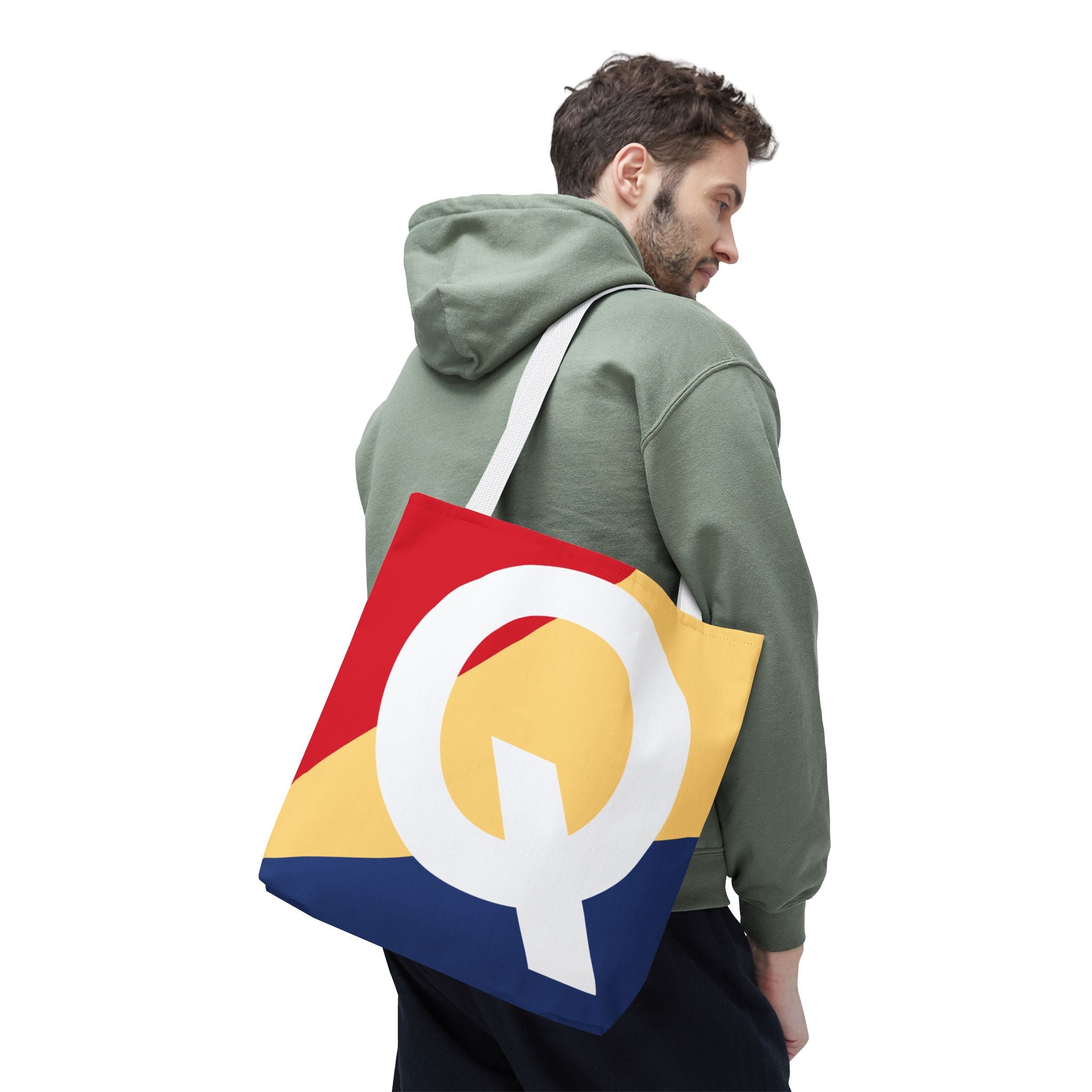Monogram 'Q' Colorblock Tote Bag — Personalized Initial Q Shoulder Tote