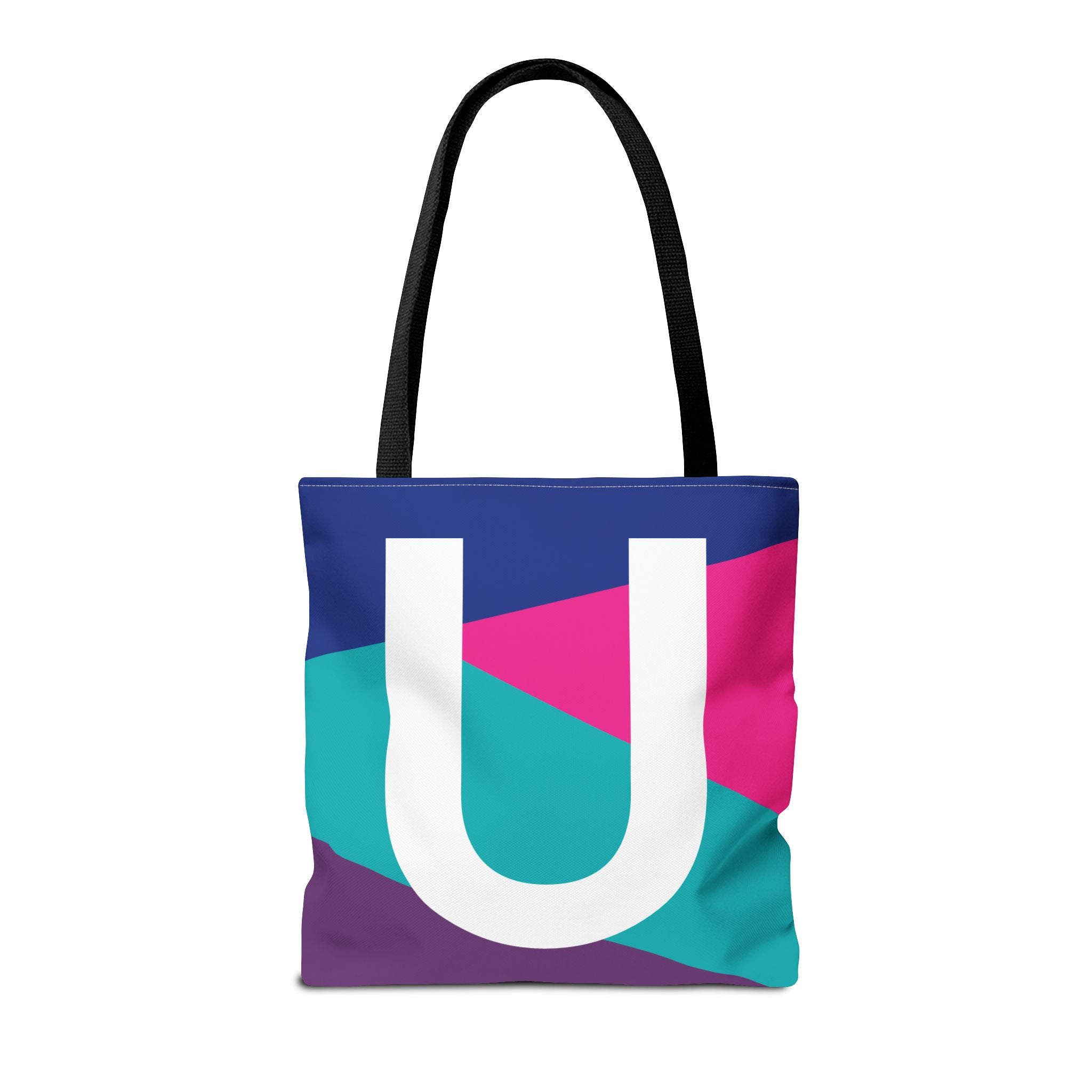 Monogram 'U' Colorblock Tote Bag — Personalized Initial U Shoulder Tote