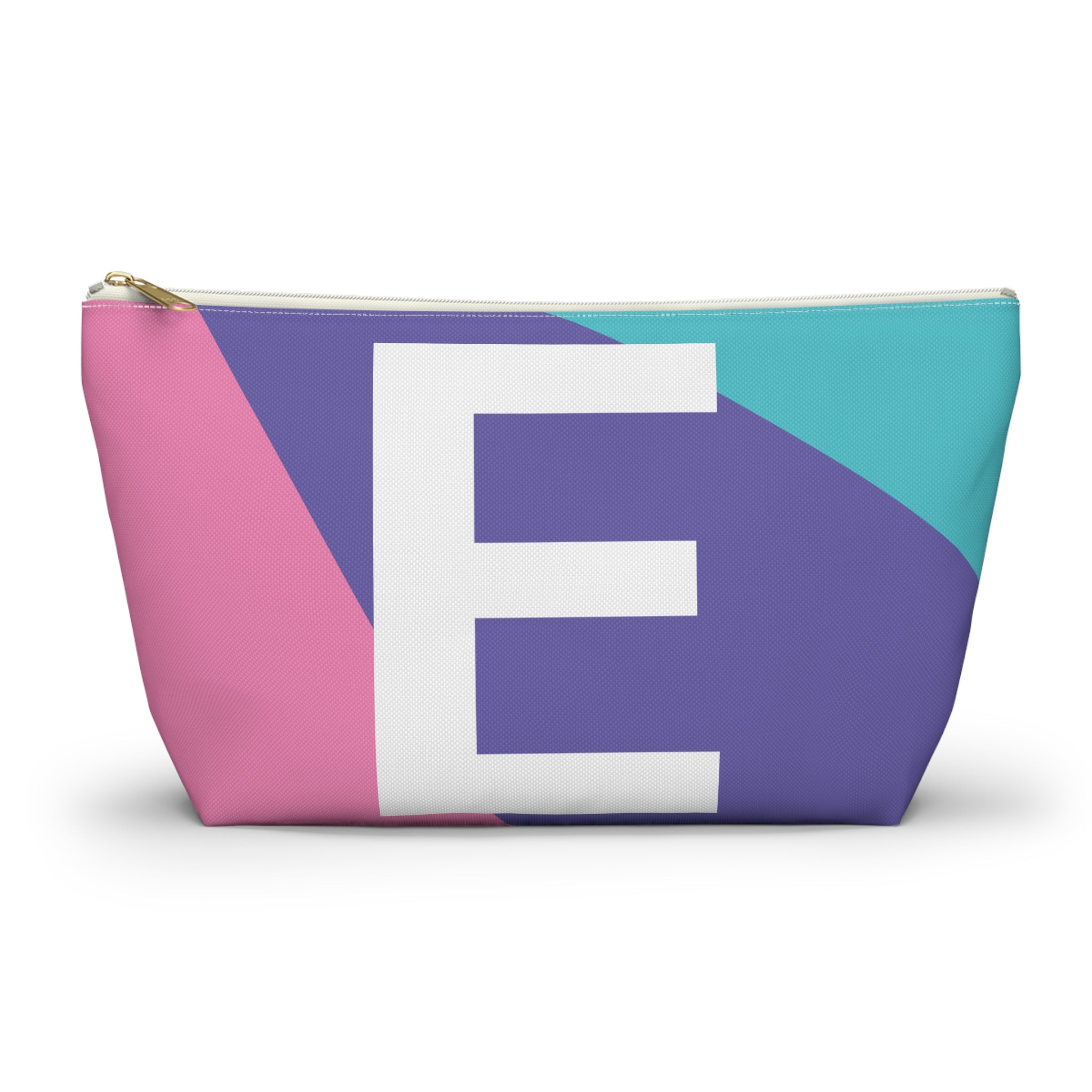 Initials Colorblock Accessory Pouch — Monogram E T-Bottom Cosmetic Bag