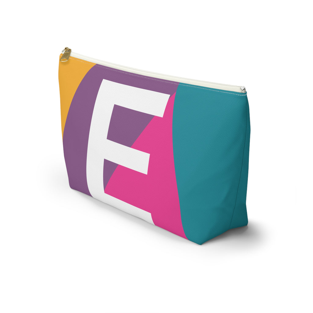 Initials Colorblock Accessory Pouch — Monogram E T-Bottom Cosmetic Bag