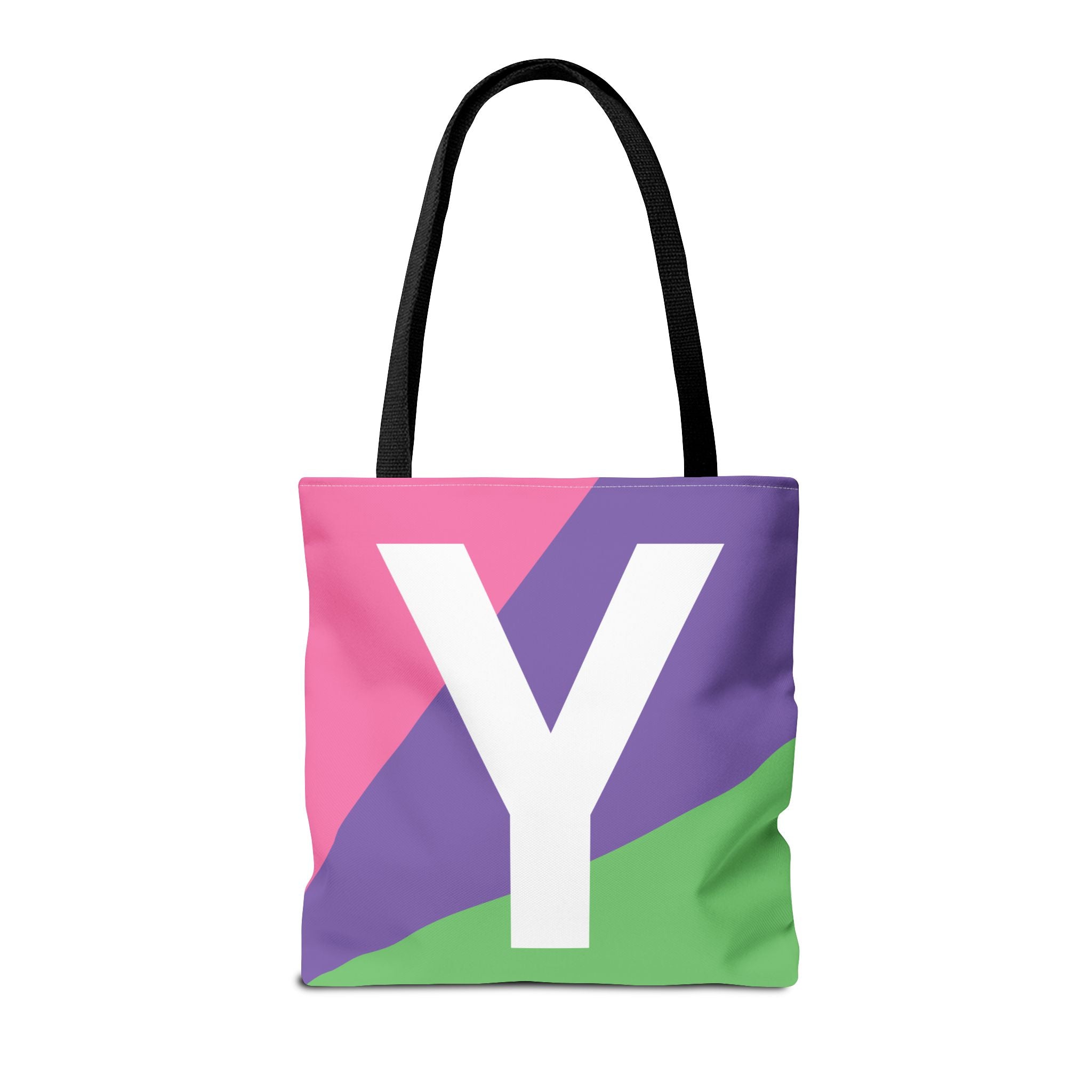 Monogram 'Y' Colorblock Tote Bag — Personalized Initial Y Shoulder Tote
