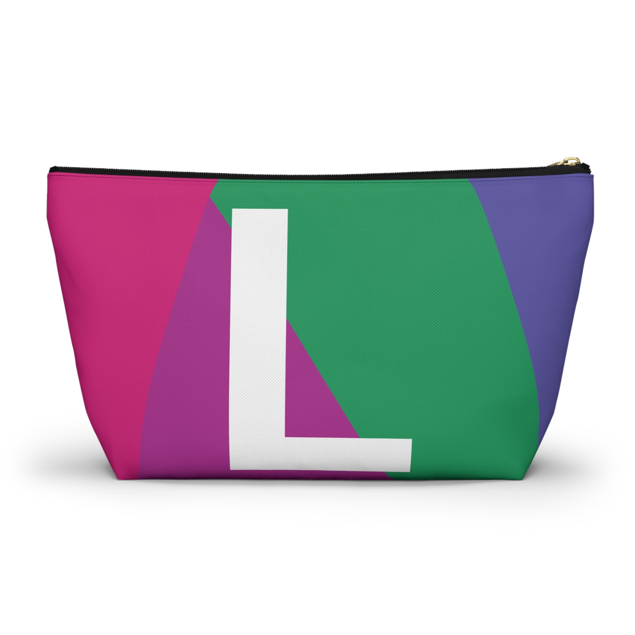 Initials Colorblock Accessory Pouch — Monogram L T-Bottom Cosmetic Bag