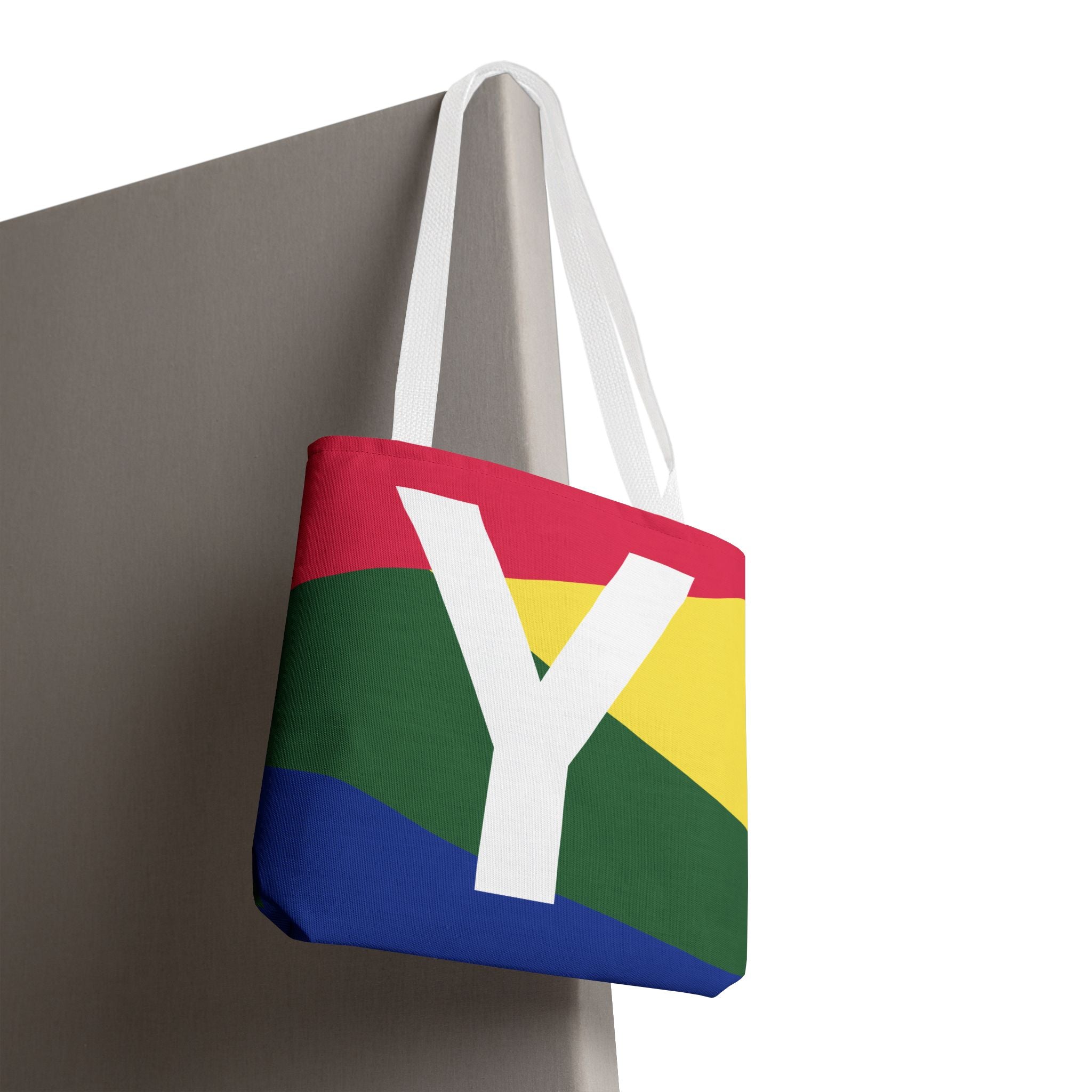 Monogram 'Y' Colorblock Tote Bag — Personalized Initial Y Shoulder Tote