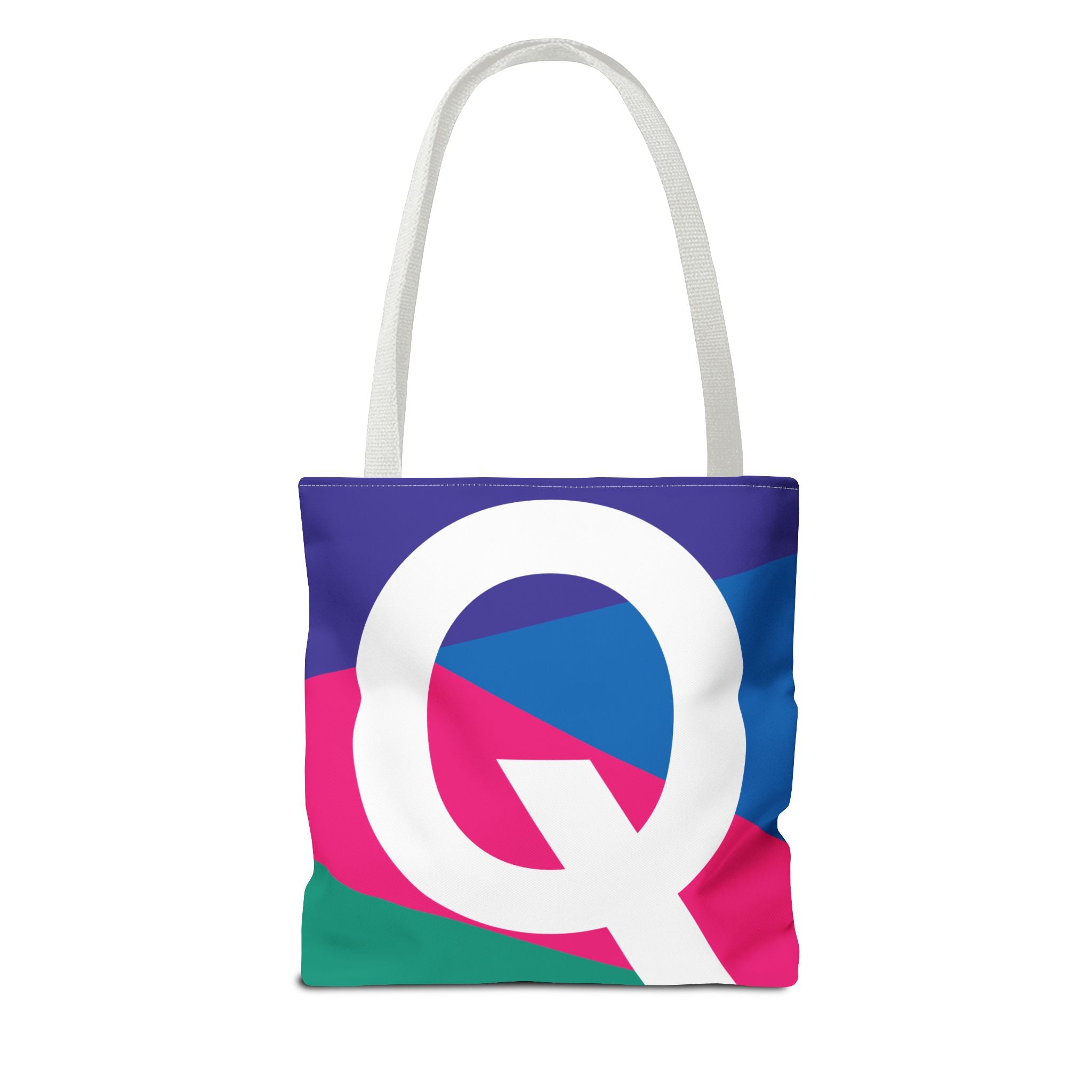Monogram 'Q' Colorblock Tote Bag — Personalized Initial Q Shoulder Tote