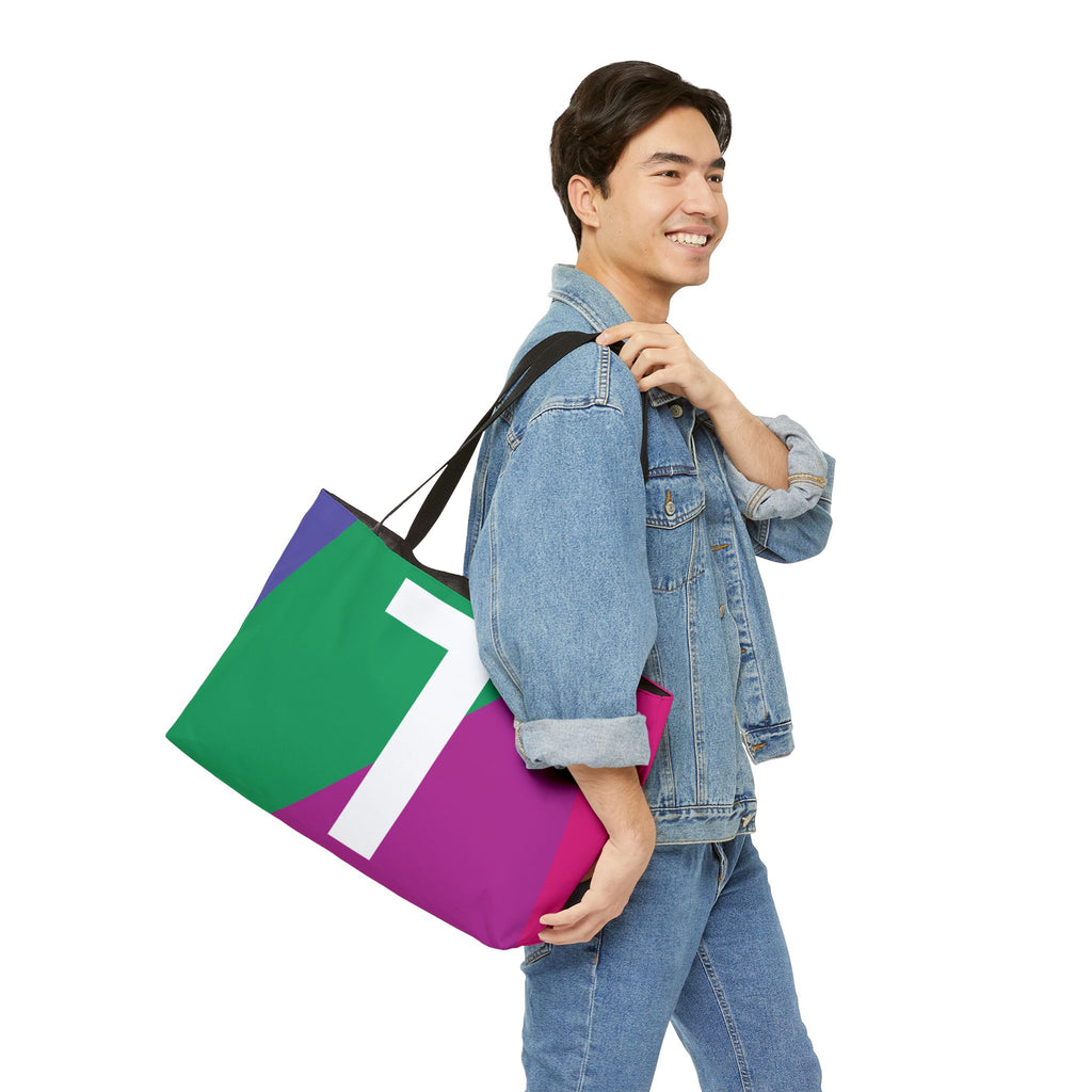 Personalized 'T' Colorblock Tote Bag — Monogram Weekender Tote