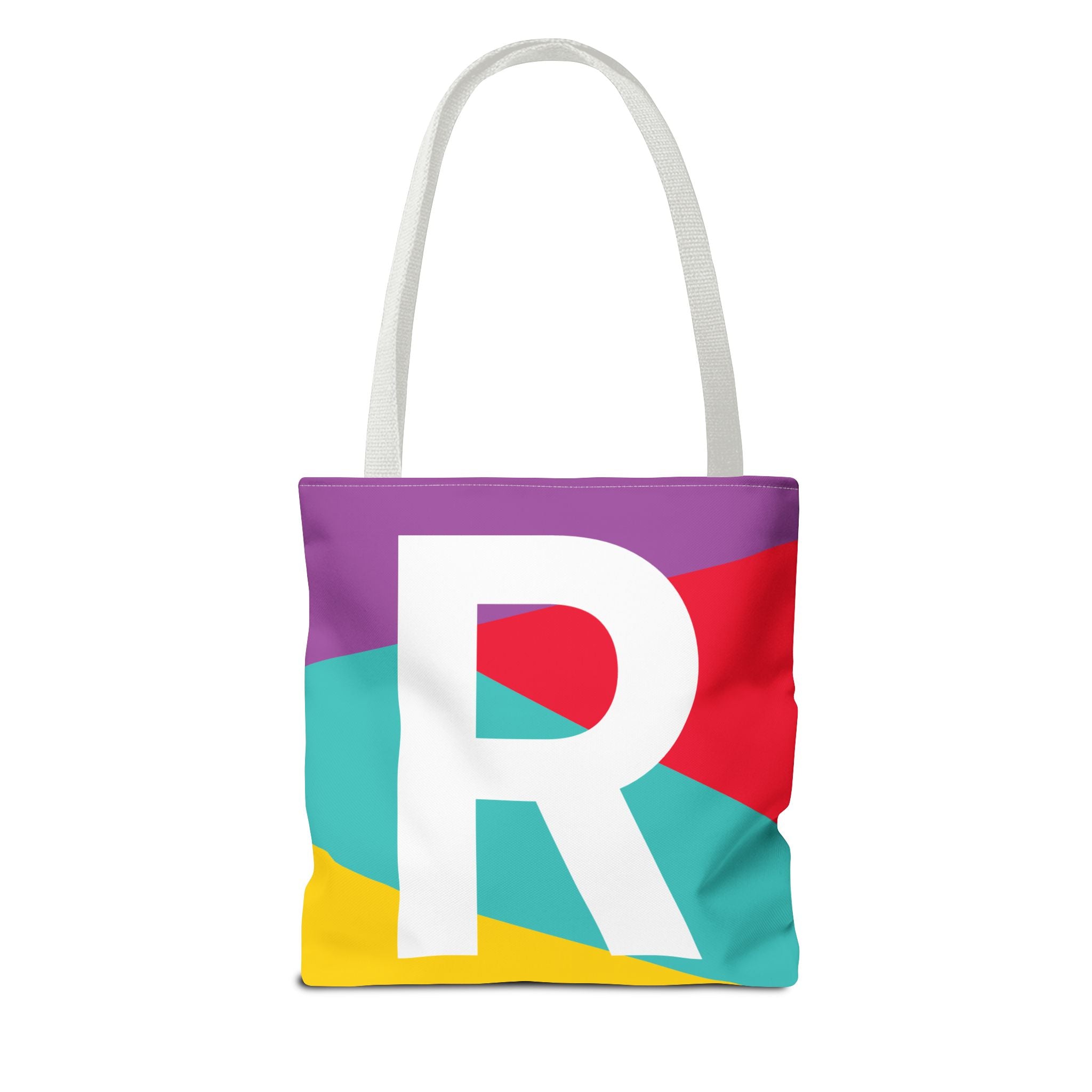 Monogram 'R' Colorblock Tote Bag — Personalized Initial R Shoulder Tote