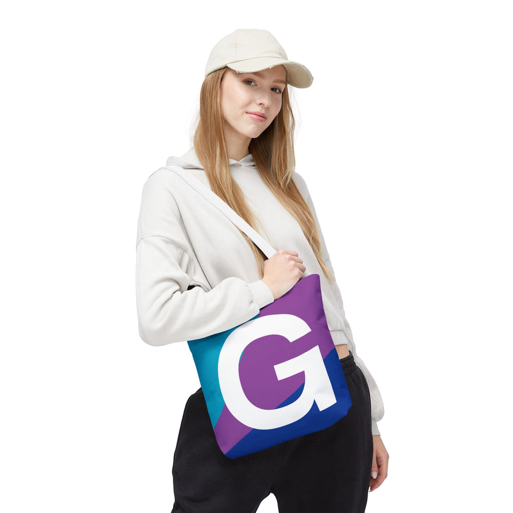 Monogram 'G' Colorblock Tote Bag — Personalized Initial G Shoulder Tote