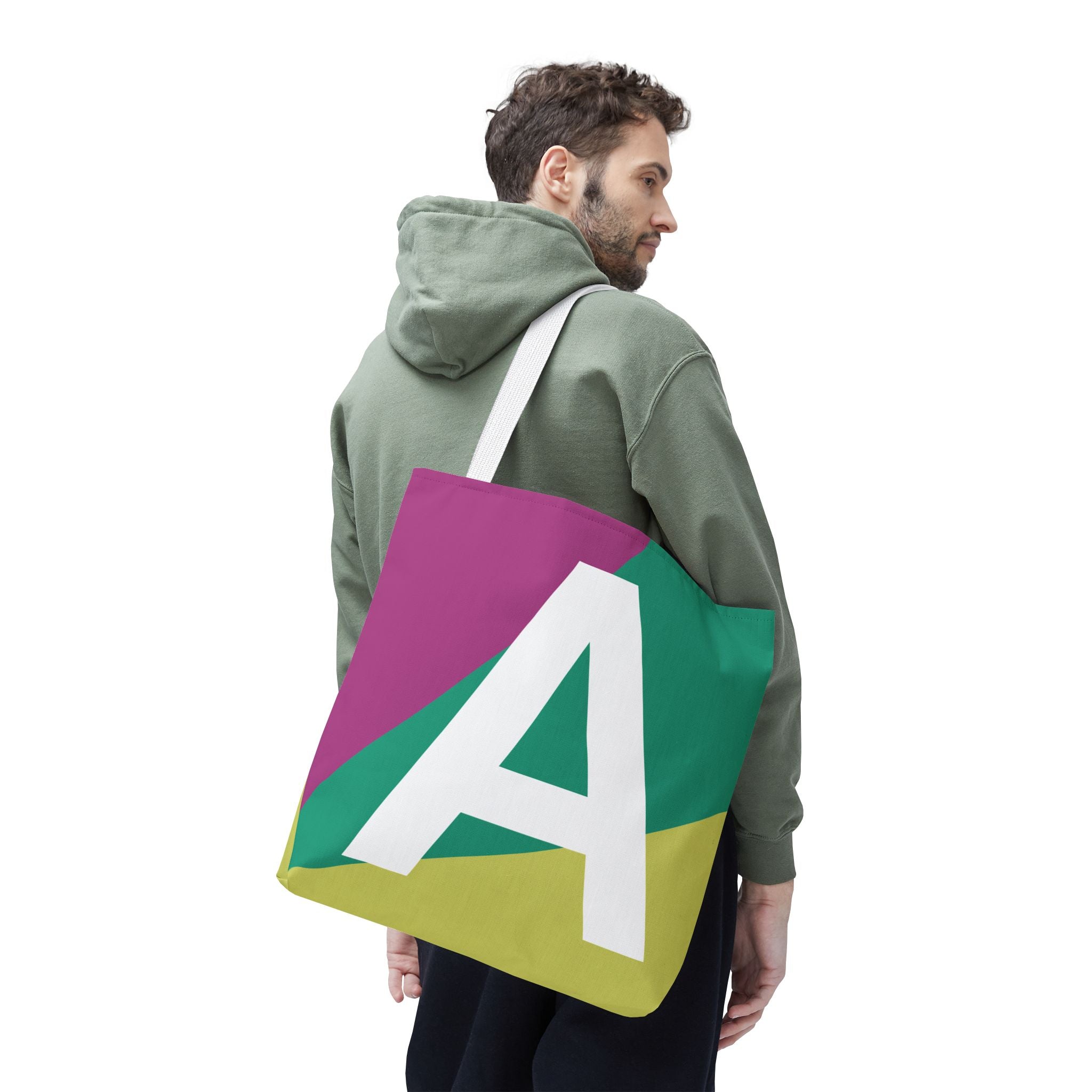Monogram 'A' Colorblock Tote Bag — Personalized Initial A Shoulder Tote