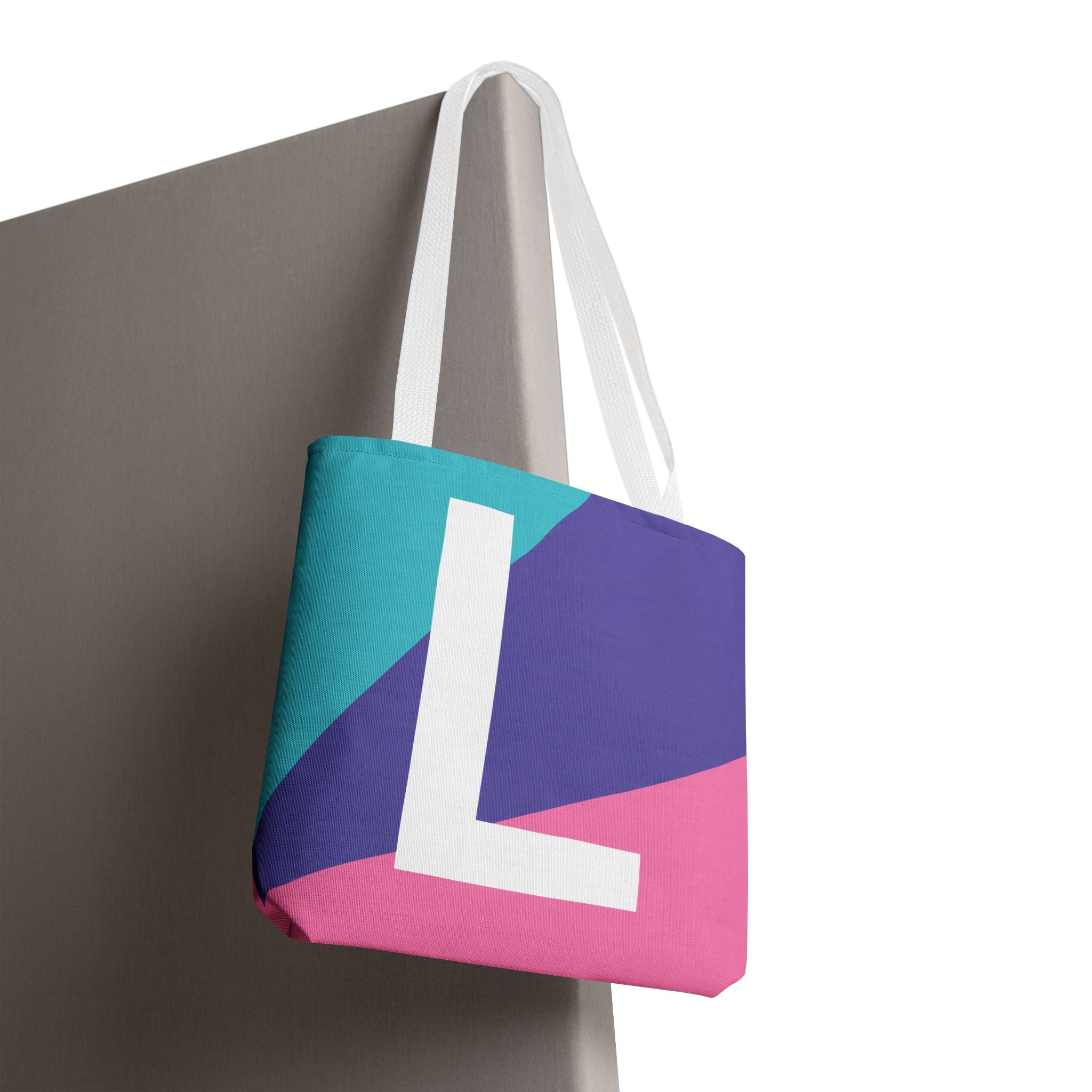 Monogram 'L' Colorblock Tote Bag — Personalized Initial L Shoulder Tote