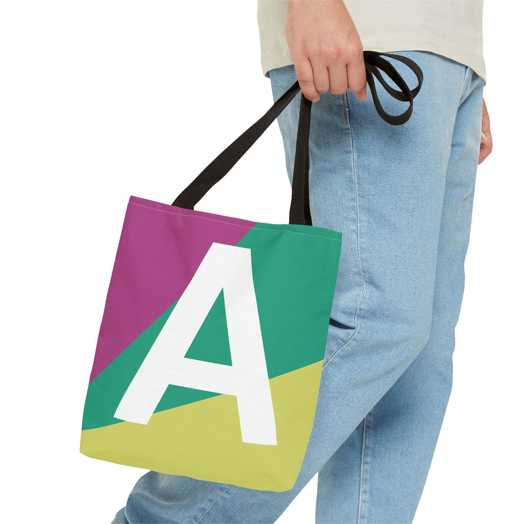 Monogram 'A' Colorblock Tote Bag — Personalized Initial A Shoulder Tote