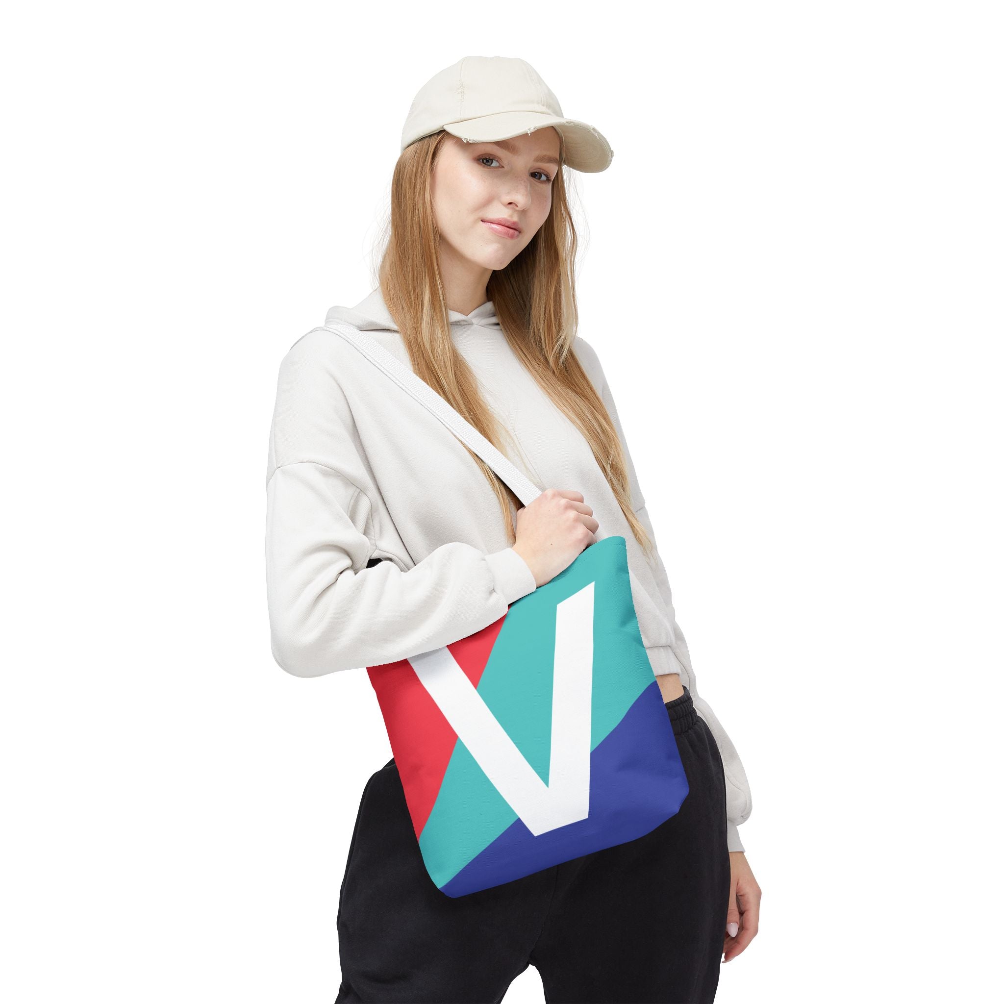 Monogram 'V' Colorblock Tote Bag — Personalized Initial V Shoulder Tote
