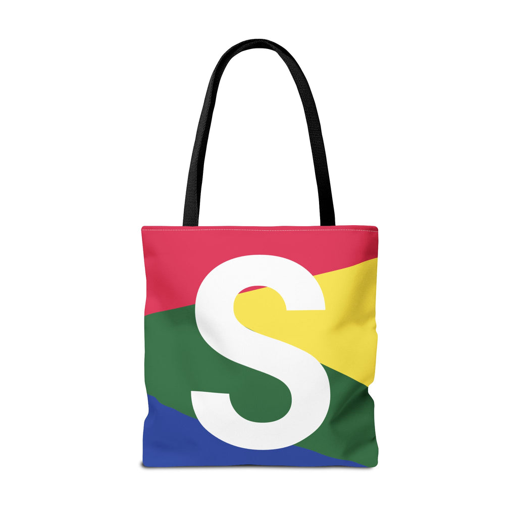 Monogram 'S' Colorblock Tote Bag — Personalized Initial S Shoulder Tote
