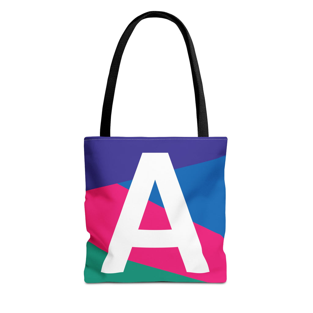 Monogram 'A' Colorblock Tote Bag — Personalized Initial A Shoulder Tote