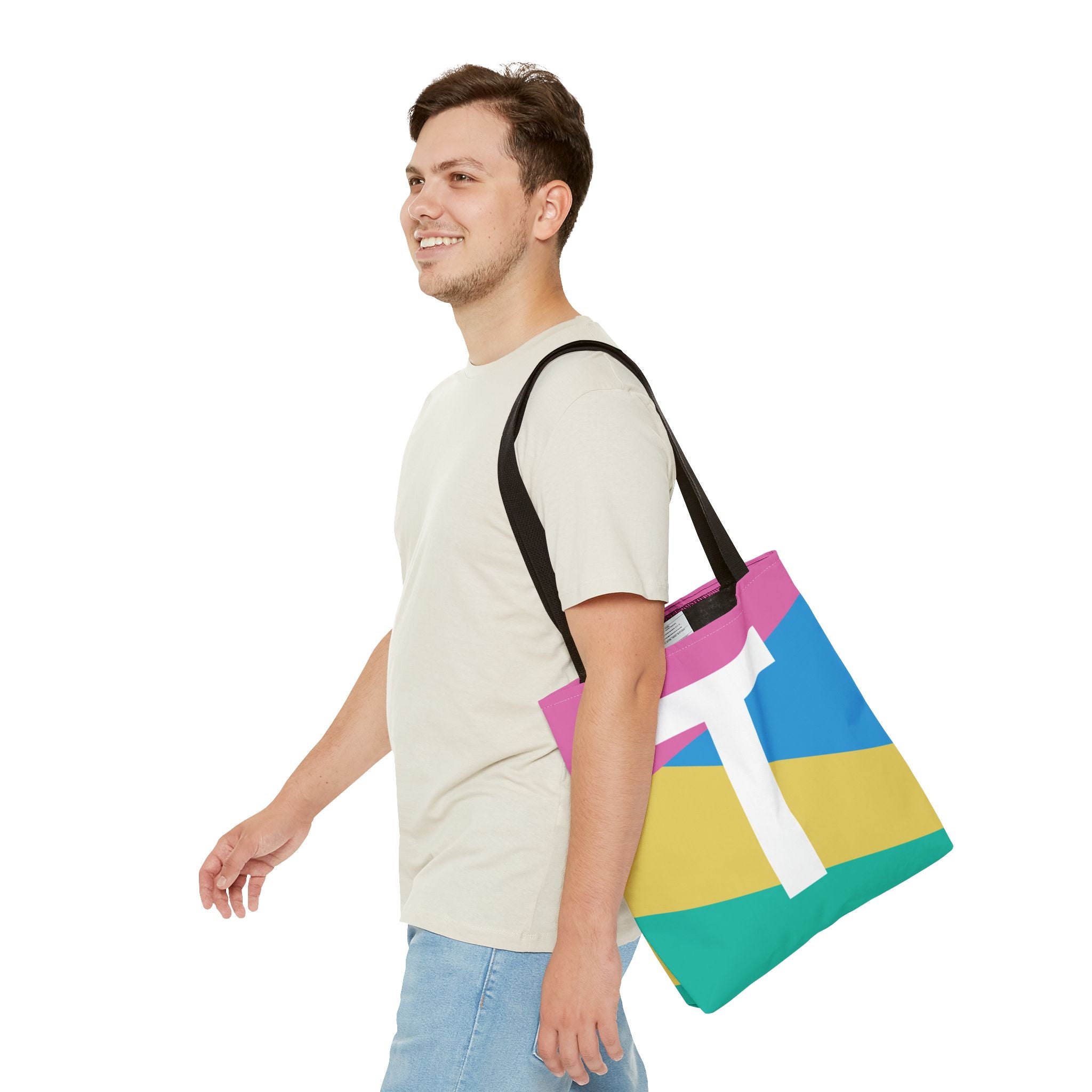 Monogram 'T' Colorblock Tote Bag — Personalized Initial T Shoulder Tote