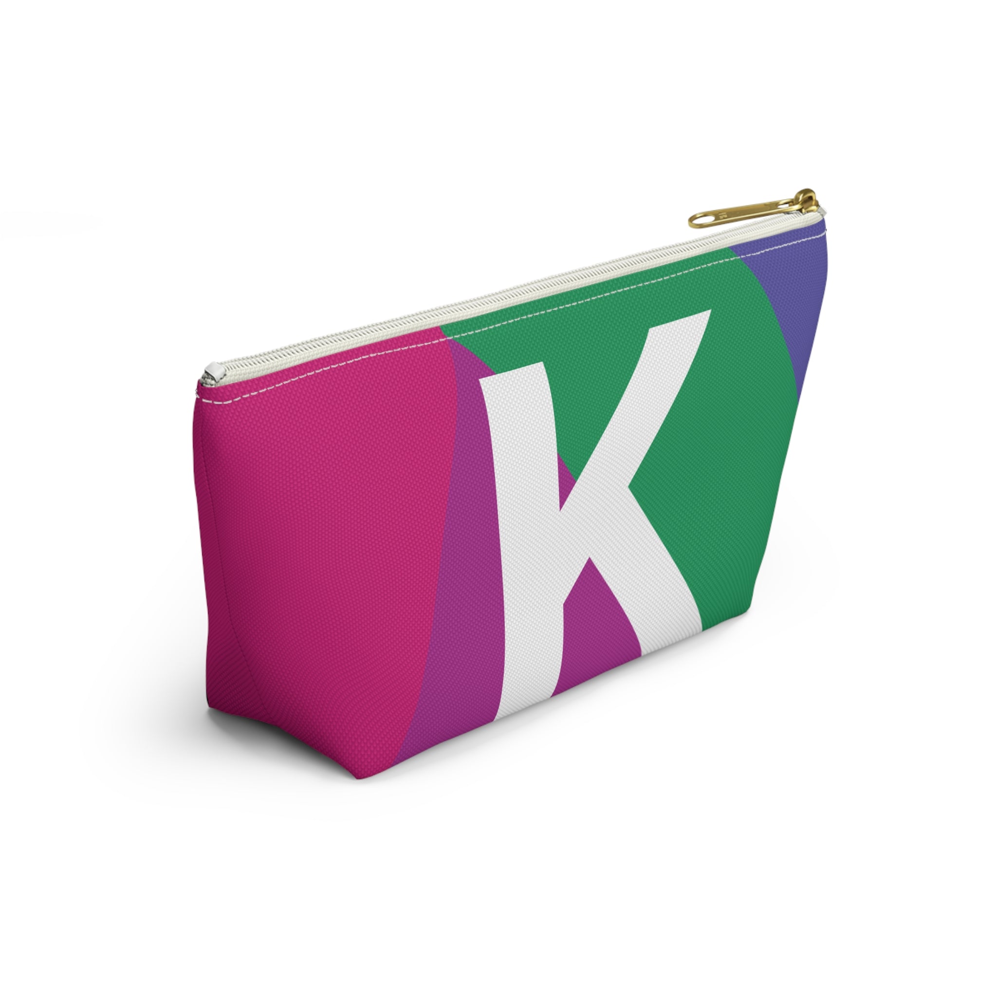 Initials Colorblock Accessory Pouch — Monogram K T-Bottom Cosmetic Bag
