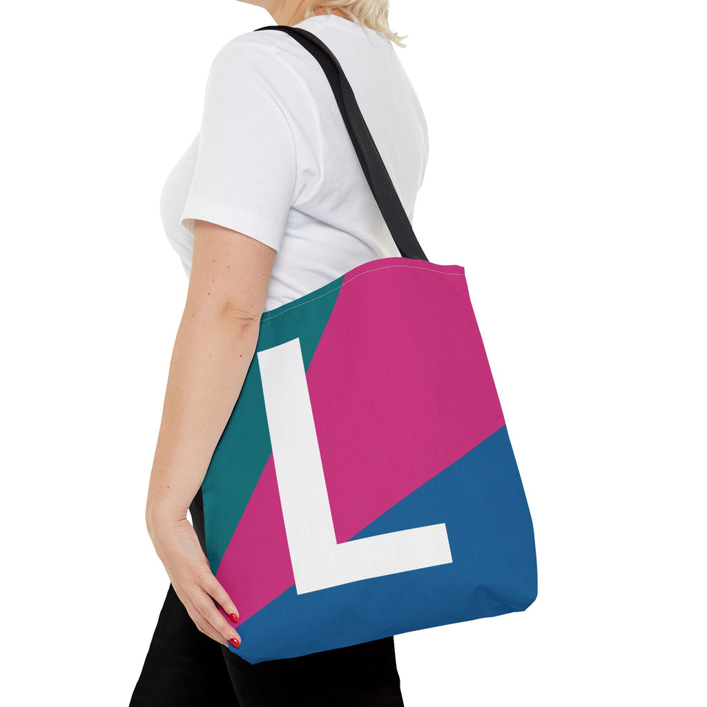 Monogram 'L' Colorblock Tote Bag — Personalized Initial L Shoulder Tote