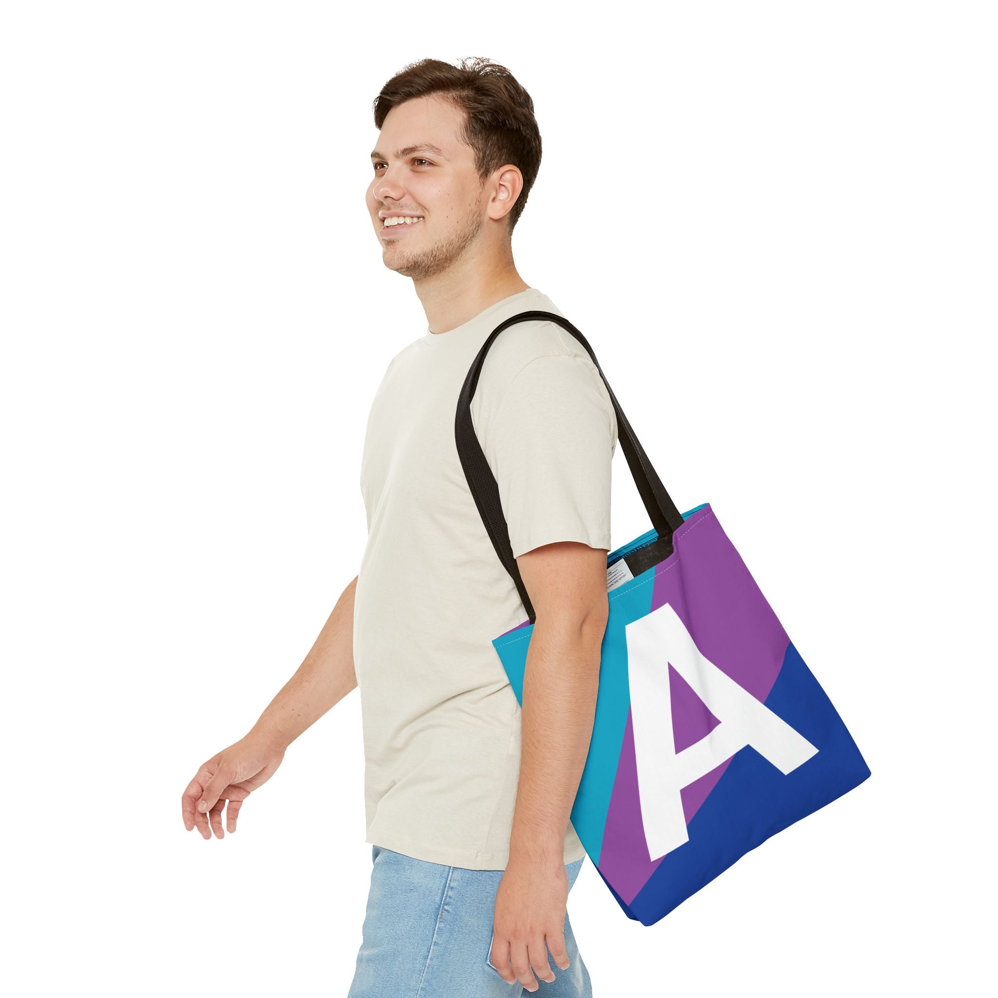 Monogram 'A' Colorblock Tote Bag — Personalized Initial A Shoulder Tote